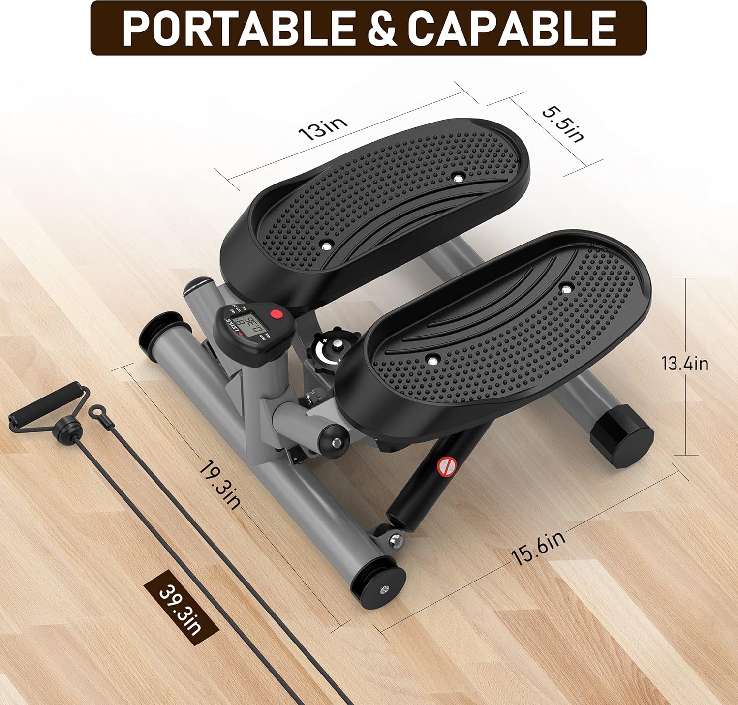 leikefitness Premium Portable Twist Stair Stepper Adjustable Resistance, Twisting Step Fitness Machine with Bands and LCD Monitor - Image 3