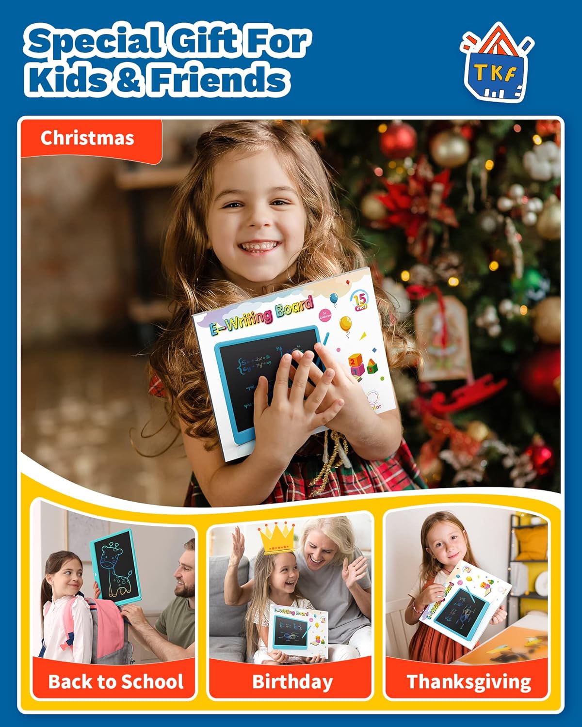 2 Pack LCD Writing Tablet for Kids, 8.5 Inch+15 Inch Doodle Board Drawing Board Reusable Drawing Tablet with Lanyard, Educational Kids - Image 8