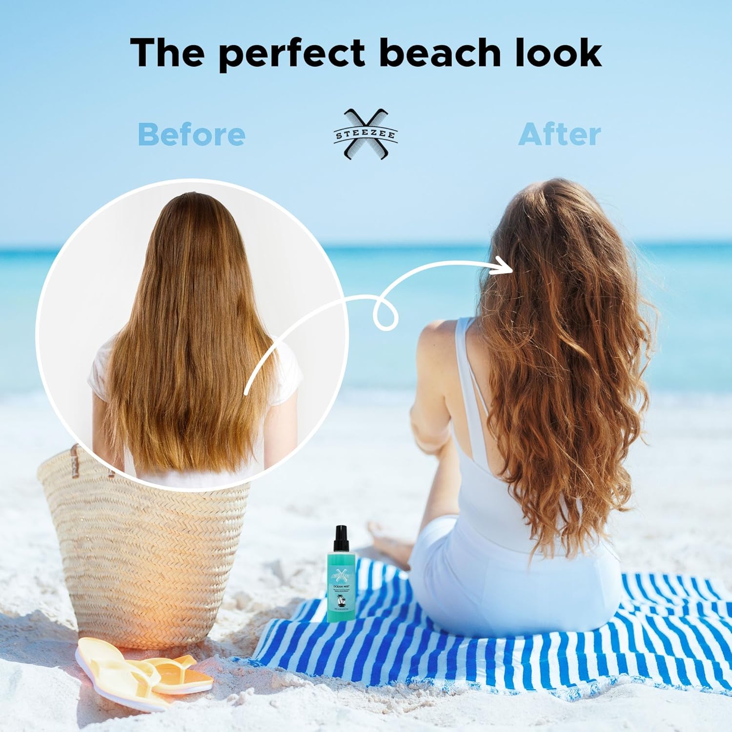 Steezee Ocean Mist Natural Sea Salt Spray for Hair Men & Women, Natural Beach Waves, Volumizing Hair Texturizer, Lightweight, 6.76 oz - Image 6