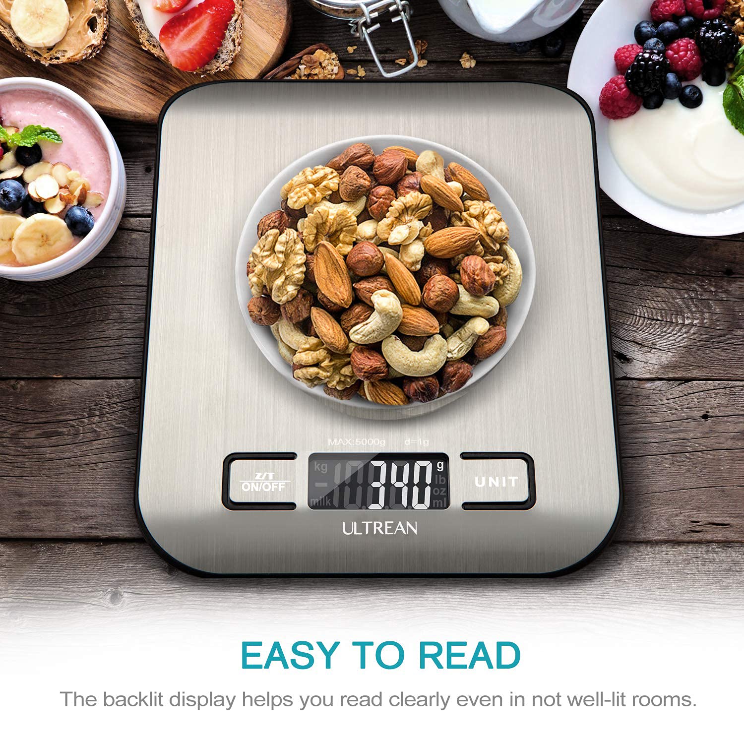 Ultrean Food Scale, Digital Kitchen Scale Weight Grams and Ounces for Baking Cooking and Meal Prep, 6 Units with Tare Function, 11lb (Batteries Included) - Image 5