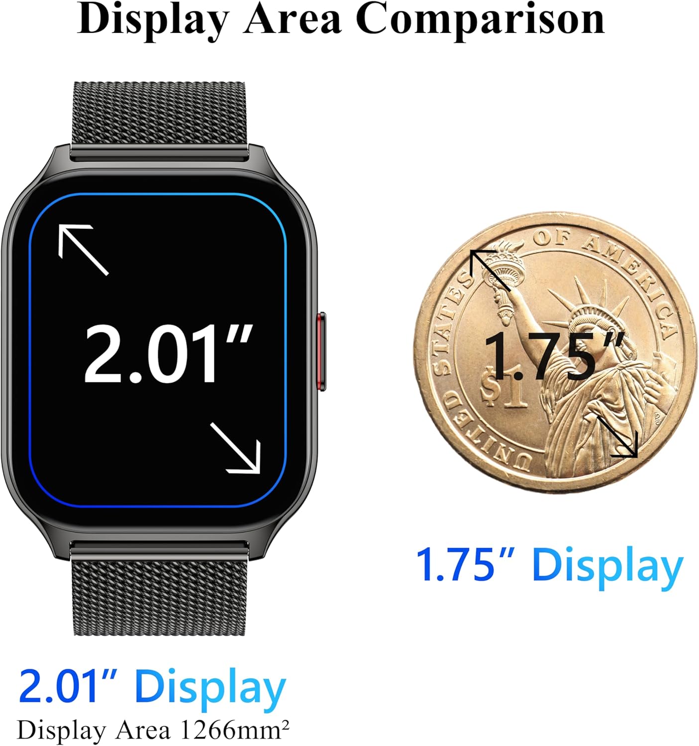 Popglory Smart Watch Answer/Make Calls, 2.01'' Smartwatch with AI Voice Control, Blood Pressure/SpO2/Heart Rate Monitor, Fitness Tracker Watch 2 Straps for Men Women for iOS Android Phones - Image 3