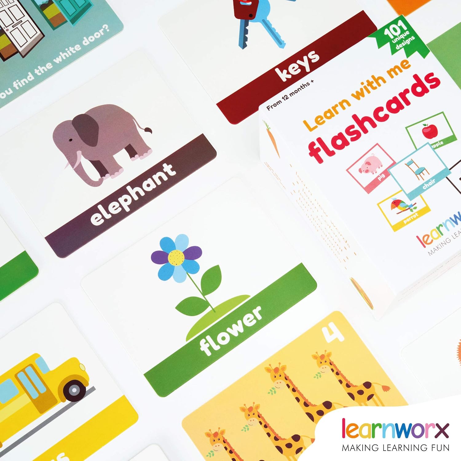 LearnWorx 101 Baby Flash Cards for Toddlers 1-3 | Award Winning First Words Toddler Flash Cards | Speech Toys Help Learn Objects, Numbers & Play Games - Big Toddler Learning Flashcards Preschool Kids - Image 9