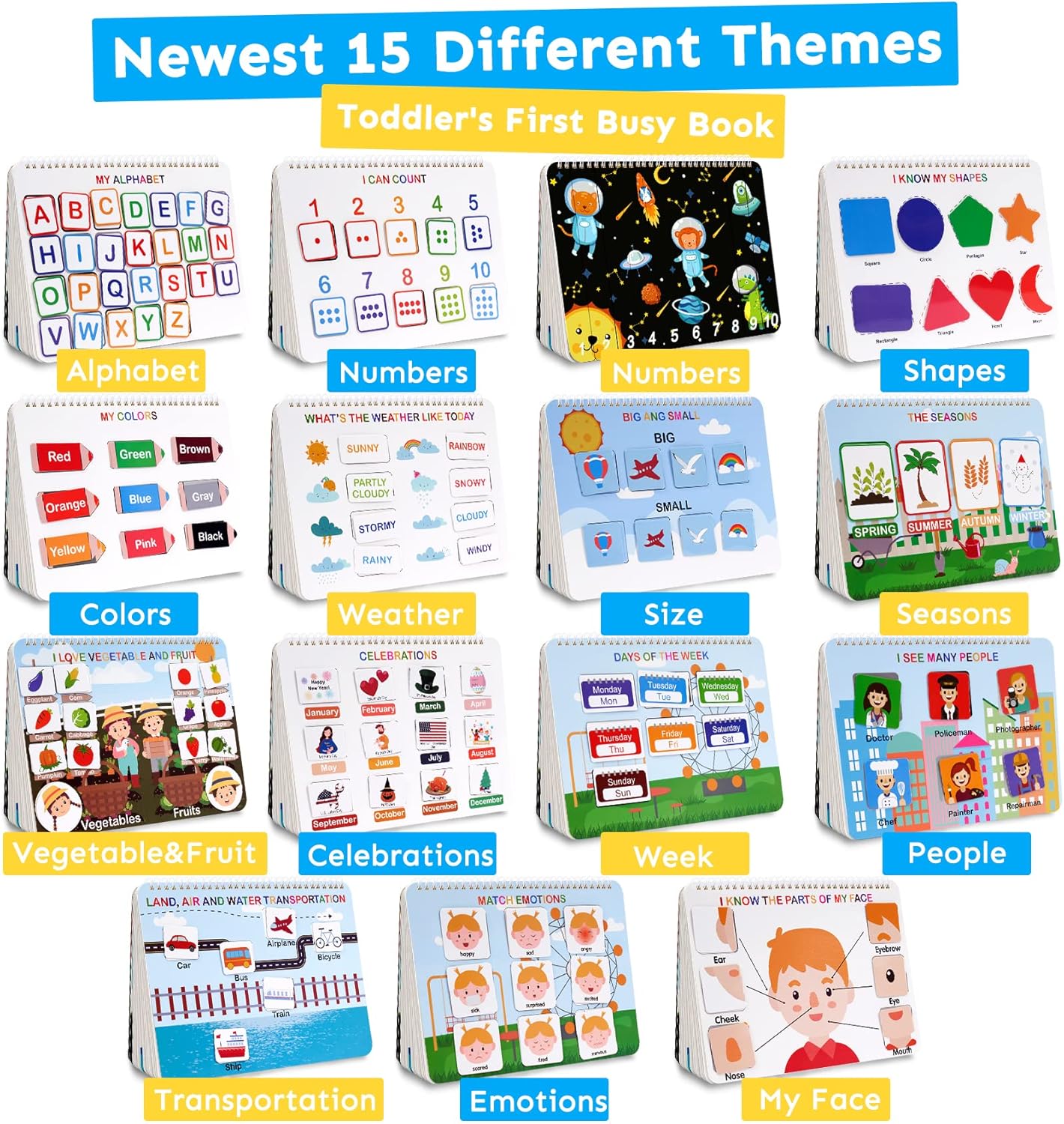 Busy Book for Toddlers 1-3, Montessori Preschool Learning Activities 30 Themes Book - Preschool Workbook Activity Binder Toys for Toddlers, Autism Learning Materials and Tracing Coloring Book - Image 3