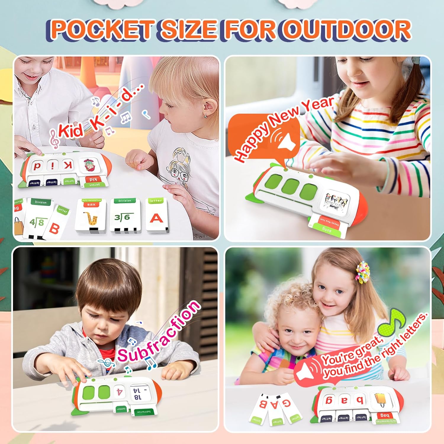 Talking Flash Toy for Toddler Montessori Educational Learning, 112 Sight Word for Spelling and Talking Flash Cards+112 Math Flashcards for Preschool, Autism Sensory Speech Therapy Gift for Boy Girl - Image 3