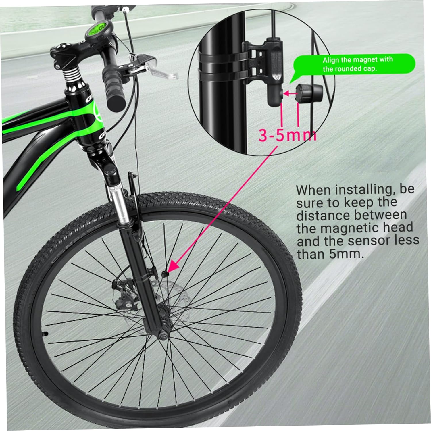 Bike Speedometer, Waterproof KM/H Bike Odometer and Speedometer with Luminous LCD Display, Wired Cycling Computer #· - Image 5