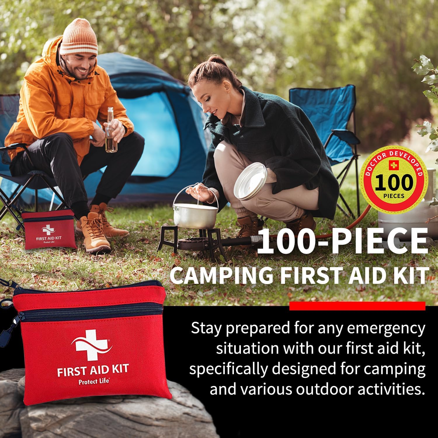 Protect Life Survival First Aid Kit for Home/Business, Camping Survival Kits | Mini Travel First Aid Kit | Camping Equipment | Small Kits for Car | Outdoor Emergency Survivals Pack - 100pcs - Image 3