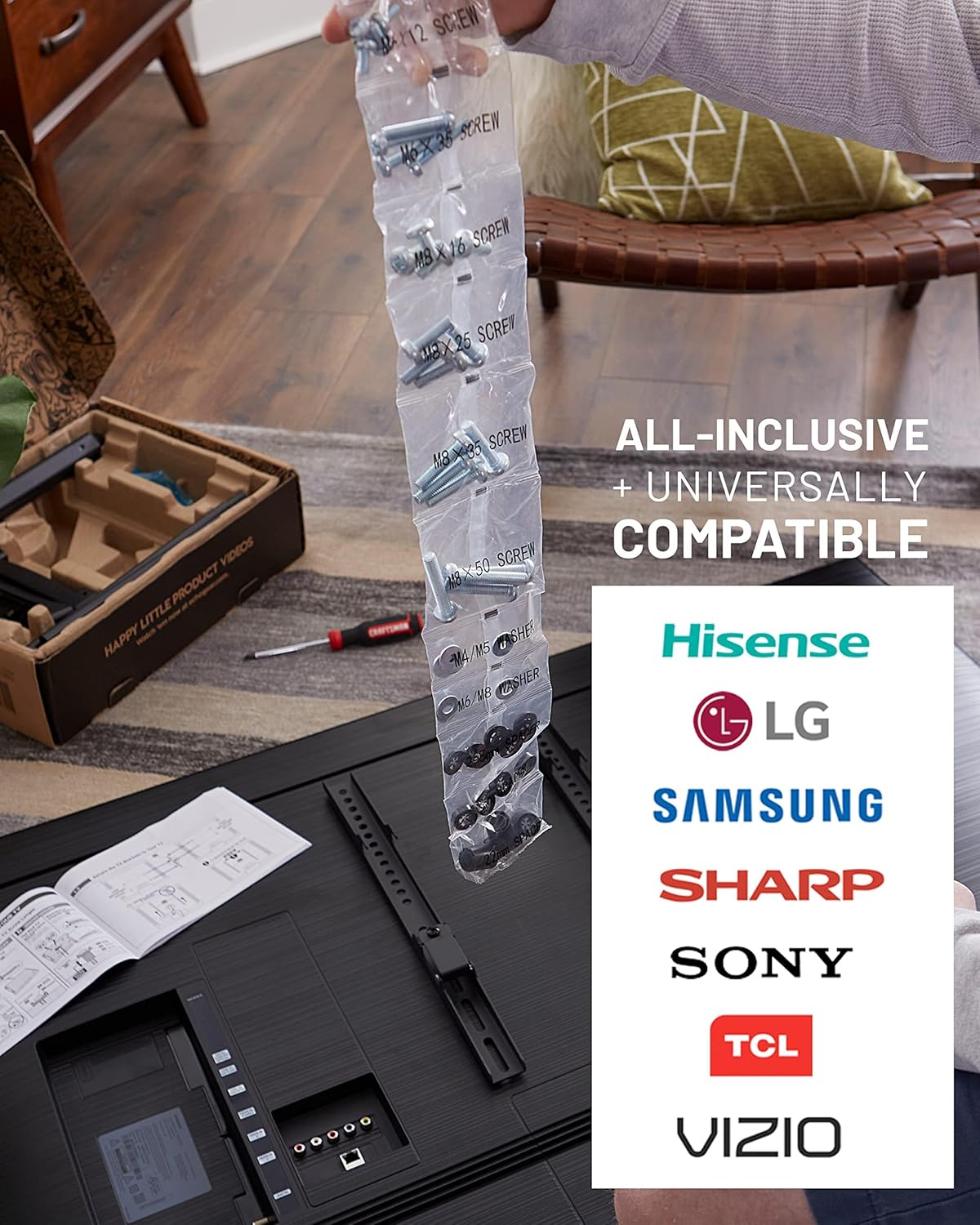 ECHOGEAR Corner TV Wall Mount for Big TVs - 24 Inches of Extension Plus Smooth Full Motion - Mount TVs Up to 65" in The Corner Or Up to 75" On A Flat Wall - Drilling Template & Cable Ties Included - Image 9
