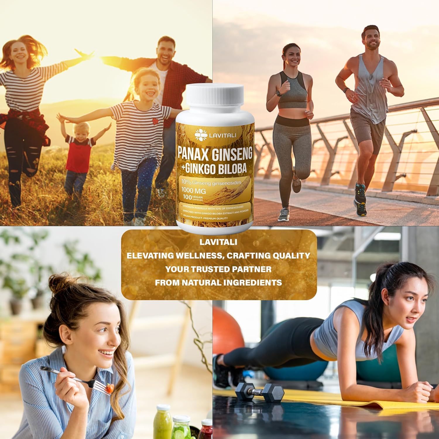 Ginseng & Ginkgo Biloba 100 Veggie Capsules, Energy Ginseng Root Extract Powder, with Ginkgo Biloba Extract, 100% Natural & Non-GMO, Vegan, Gluten Free, Dairy Free - Image 10