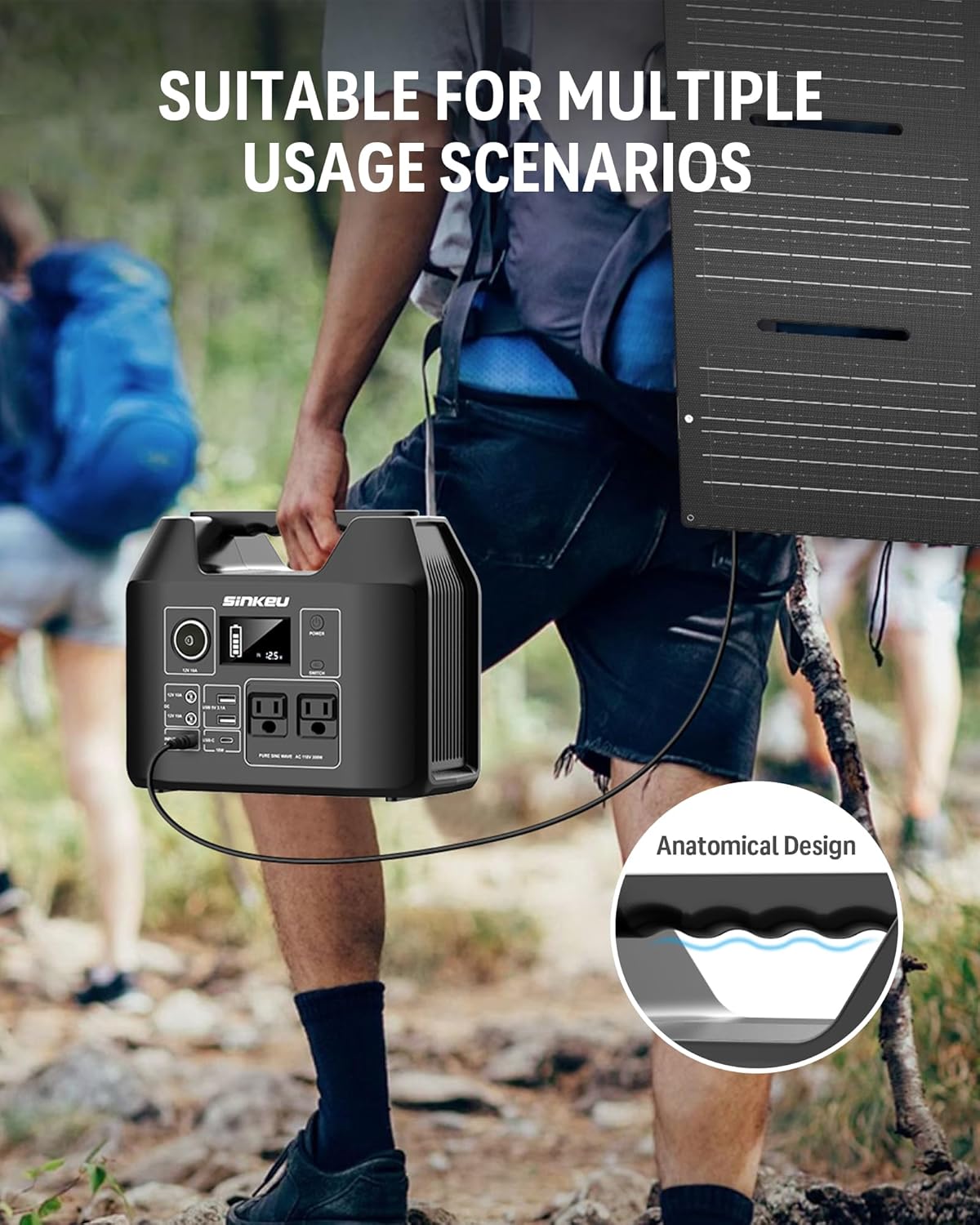SinKeu Portable Power Station 80000mAh,256Wh LiFePO4 Battery Backup,300W (Peak 600W) AC Outlets, Power Bank for Hurricane Emergency Outdoor Camping RVs Home - Image 4