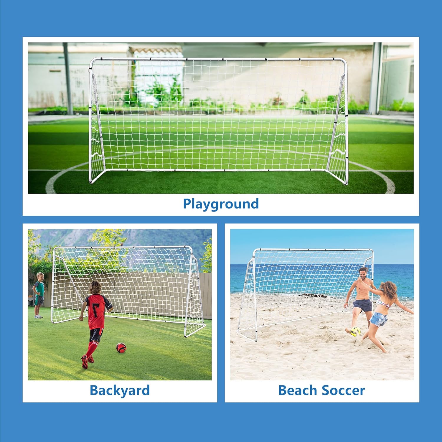 F2C Soccer Net 12 x 6FT/10x6.5 FT /8x5 FT Soccer Goal for Backyard, Steel Frame for Kids, Adult Portable Shooting Training Aid with Carry Bag,Ground Stakes Waterproof - Image 6