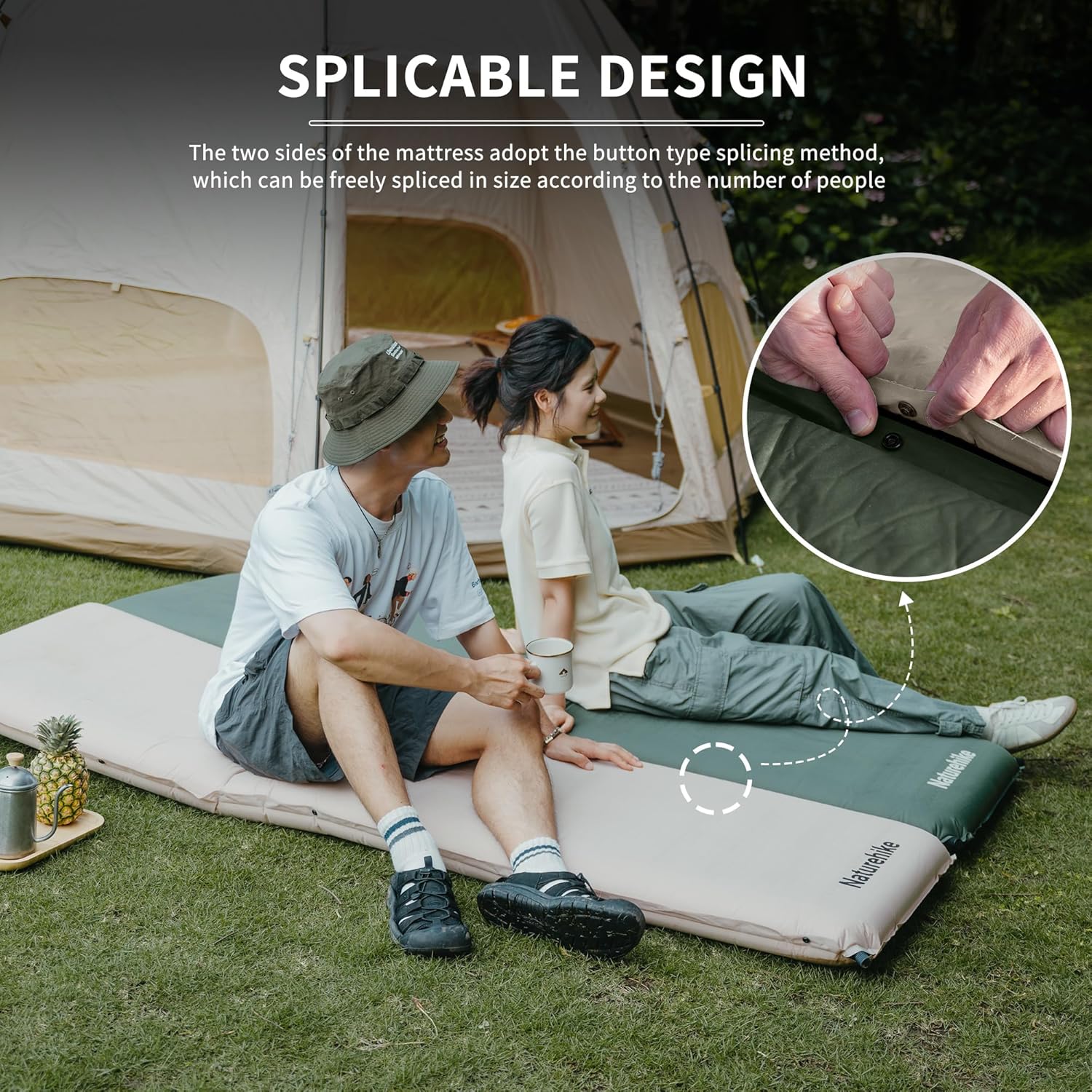 Naturehike 4"/10cm Ultra Thick Foam Self Inflating Sleeping Pad, R9.5 Patchwork Sleeping Mats with 75D Fabric, 4 Seasons Air Mattress for Camping, Travel, Car, Tent, Cot, Hiking - Image 6