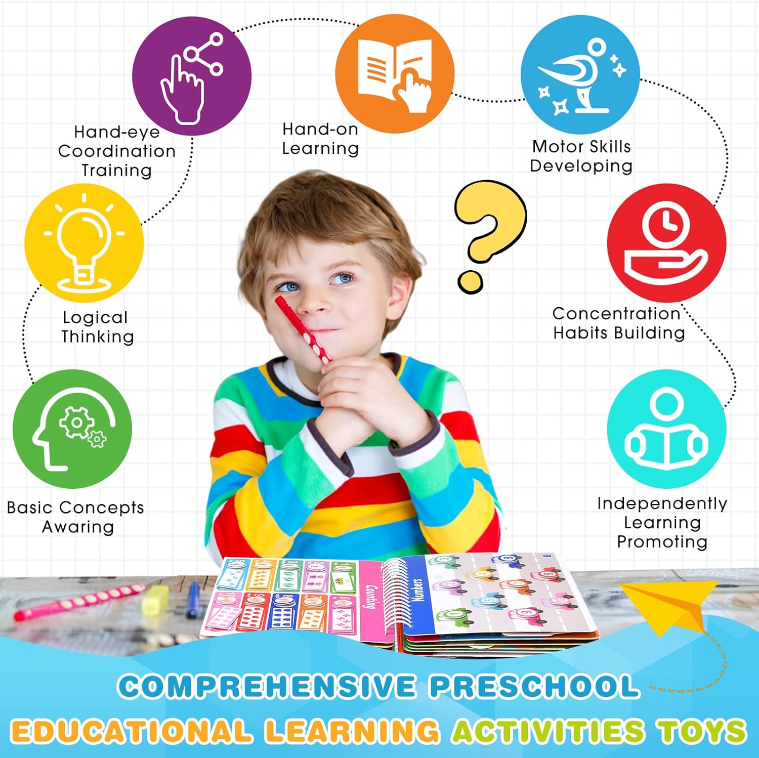 Fuutreo Montessori Busy Book for Toddlers 24 Themes Preschool Learning Binder with Stickers, Cognitive and Sensory Activities for Kids Ages 2-4 Educational Gift for Boys Girls with Gift Box Packaging - Image 6