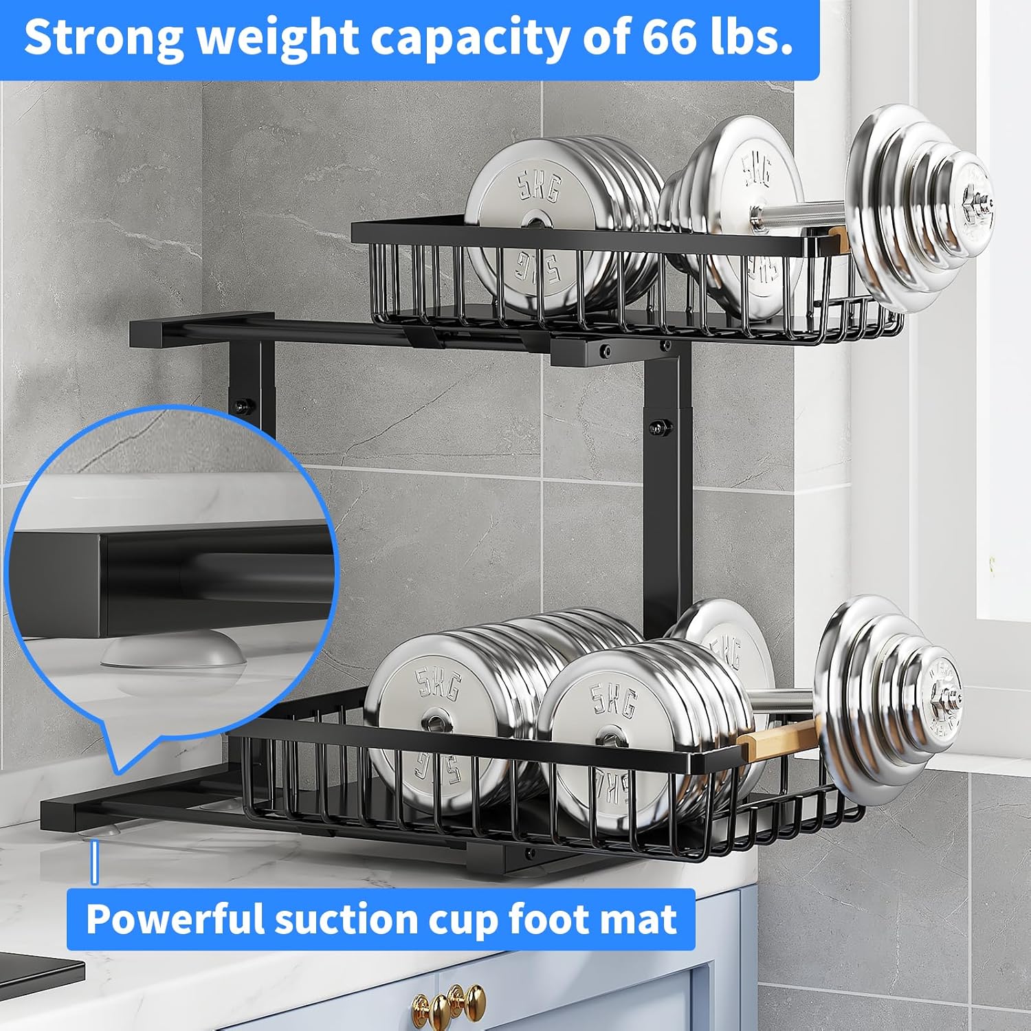 Under Sink Organizer and Storage,Height Adjustable Under Sink Organizer, Single 2 Tier Pull Out Drawer Cabinet Organizer for Kitchen Bathroom Storage - Image 4