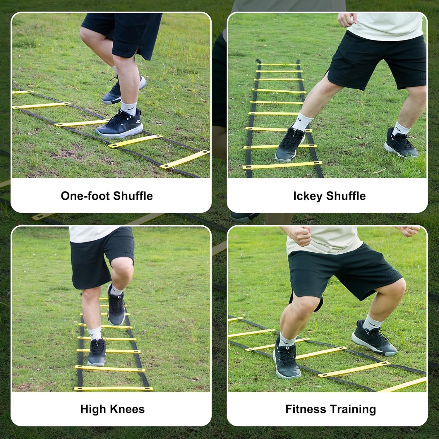 Soccer Training Equipment Set, 20 Feet 12 Rungs Pro Speed & Agility Ladder, Resistance Parachute, Jump Rope, 5 Resistance Bands with Carrying Bag - Image 8