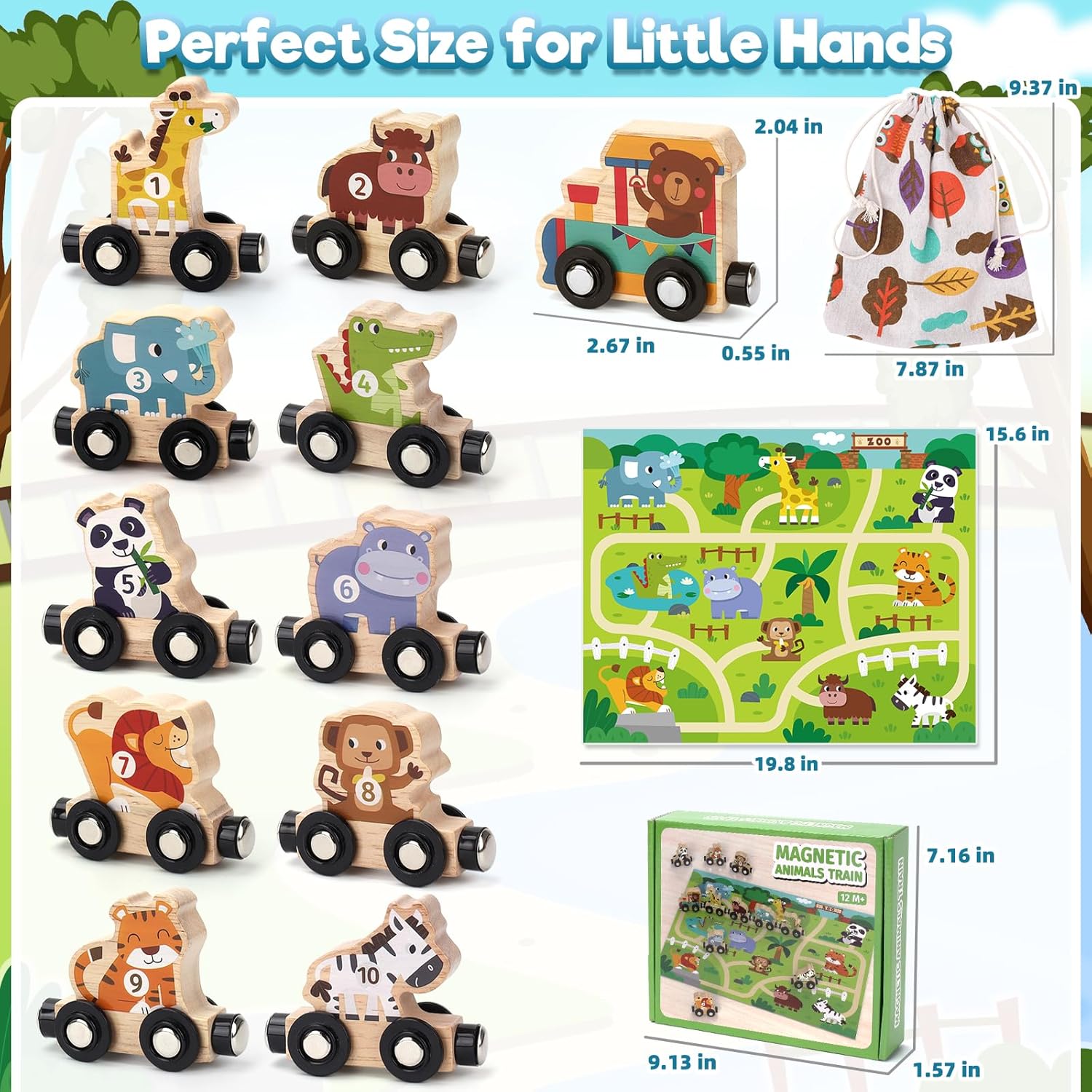 Montessori Toys for 1 2 3 Year Old Boys, Toddler Toy 2-3 Years Girls Boy Gifts Magnetic Wooden Train Kids Toys for Ages 2-4 Preschool Learning Activities Farm Animals with Track Mat - Image 8