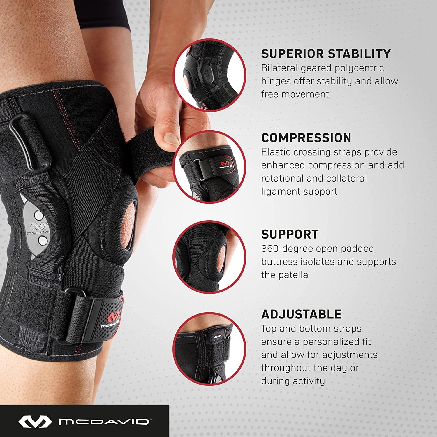 McDavid Hinged Knee Brace for Men and Women, Knee Brace with Side Stabilizers, Knee Compression Sleeves and Stability Straps for ACL, LCL, Arthritis, Tendonitis, MCL, Patella, Left and Right - Image 4