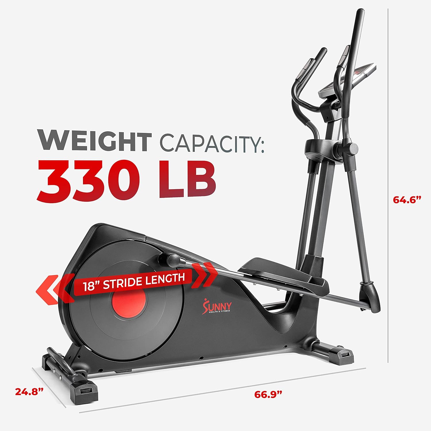 Sunny Health & Fitness Full Body Workout Elliptical Trainer with Digital Performance Monitor, Low Impact Exercise, and Optional Bluetooth with Exclusive SunnyFit App - Image 6