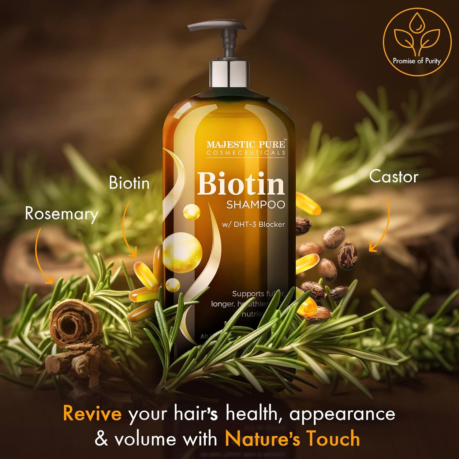 Majestic Pure Biotin Shampoo - Volumizing Shampoo for Hair Loss - with DHT-3 Blocker - Hydrating & Nourishing - Sulfate Free, for Men & Women - Thin Hair Shampoo - 16 fl oz - Image 4