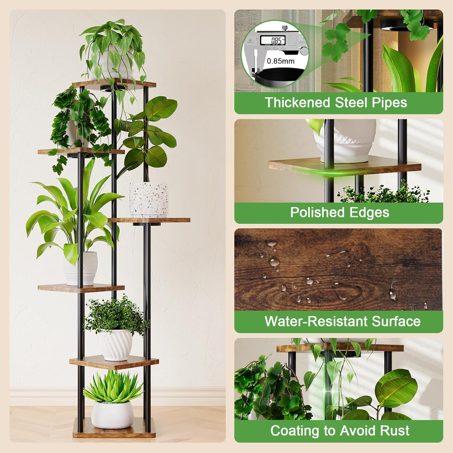 2 Pack Plant Stand Indoor with Grow Light, 52" Tall Plant Shelf for Corner Plants Multiple, 6 Tiered Heavy Duty Plant Display for Outdoor, Plant Rack with Lights for Living Room Growing - Image 8