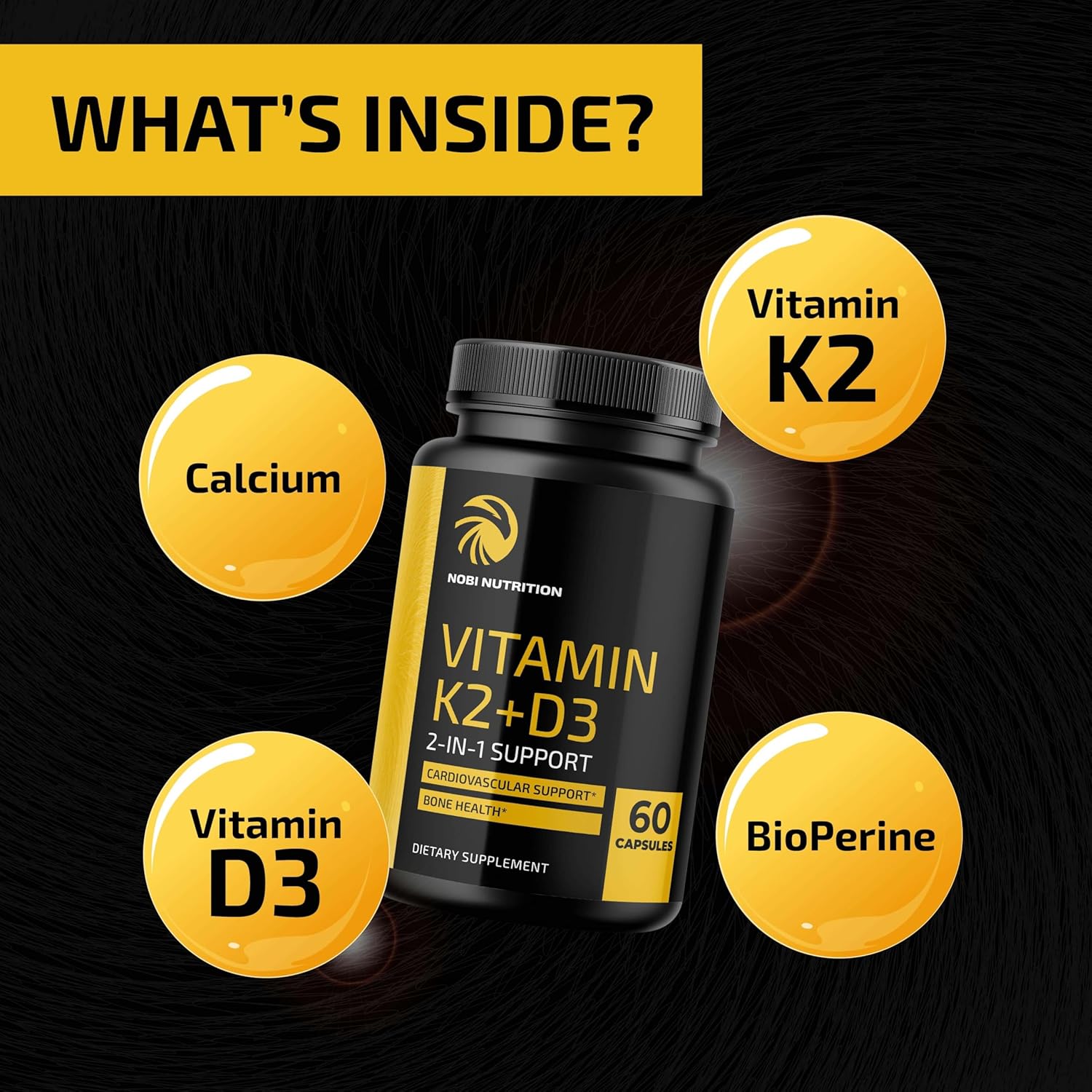 Vitamin D3 K2 5000 IU for Immune System, Strong Bones & Teeth Support | Vit D3 125mcg, Vitamin K2 MK7 100mcg, Calcium 210mg & BioPerine | 3rd-Party Tested, Non-GMO | 60 Capsules (2 Month Supply) - Image 5