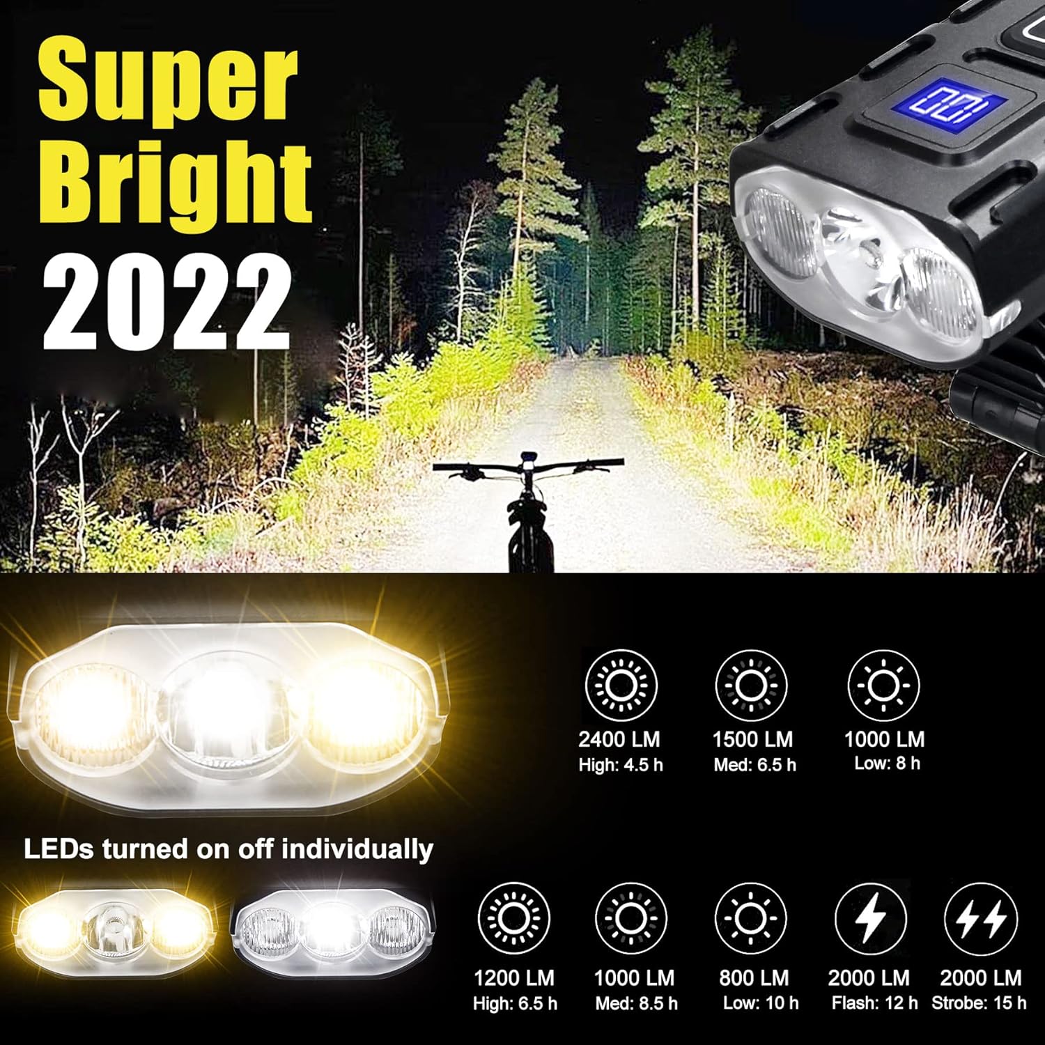 Bike Lights for Night Riding Aluminum Mounts Waterproof Bike Light Front and Back USB-C Rechargeable Bicycle Light Metal EBike Headlight Luces para Bicicleta luz para Bicicleta - Image 9