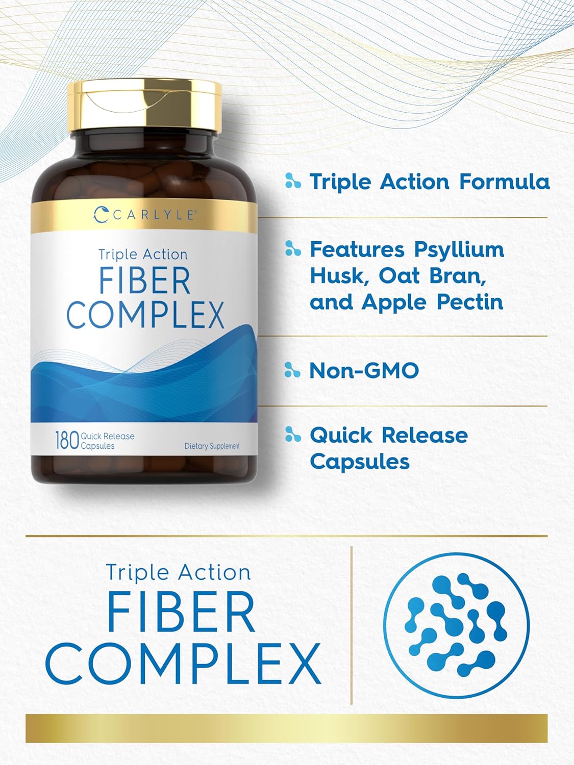 Carlyle Fiber Complex | 180 Capsules | Non-GMO Supplement | Triple Action Fiber - Image 5