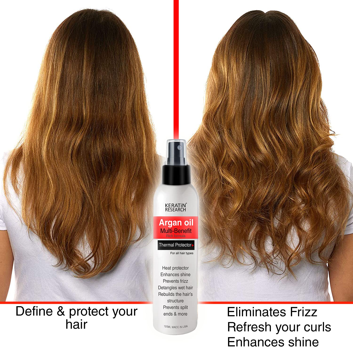 Thermal Hair Protector Spray - Enhances Shine, Eliminates Frizz, Detangles, Prevents Split Ends, Replenishes Nutrients, Heat Activated for Styling - Image 6