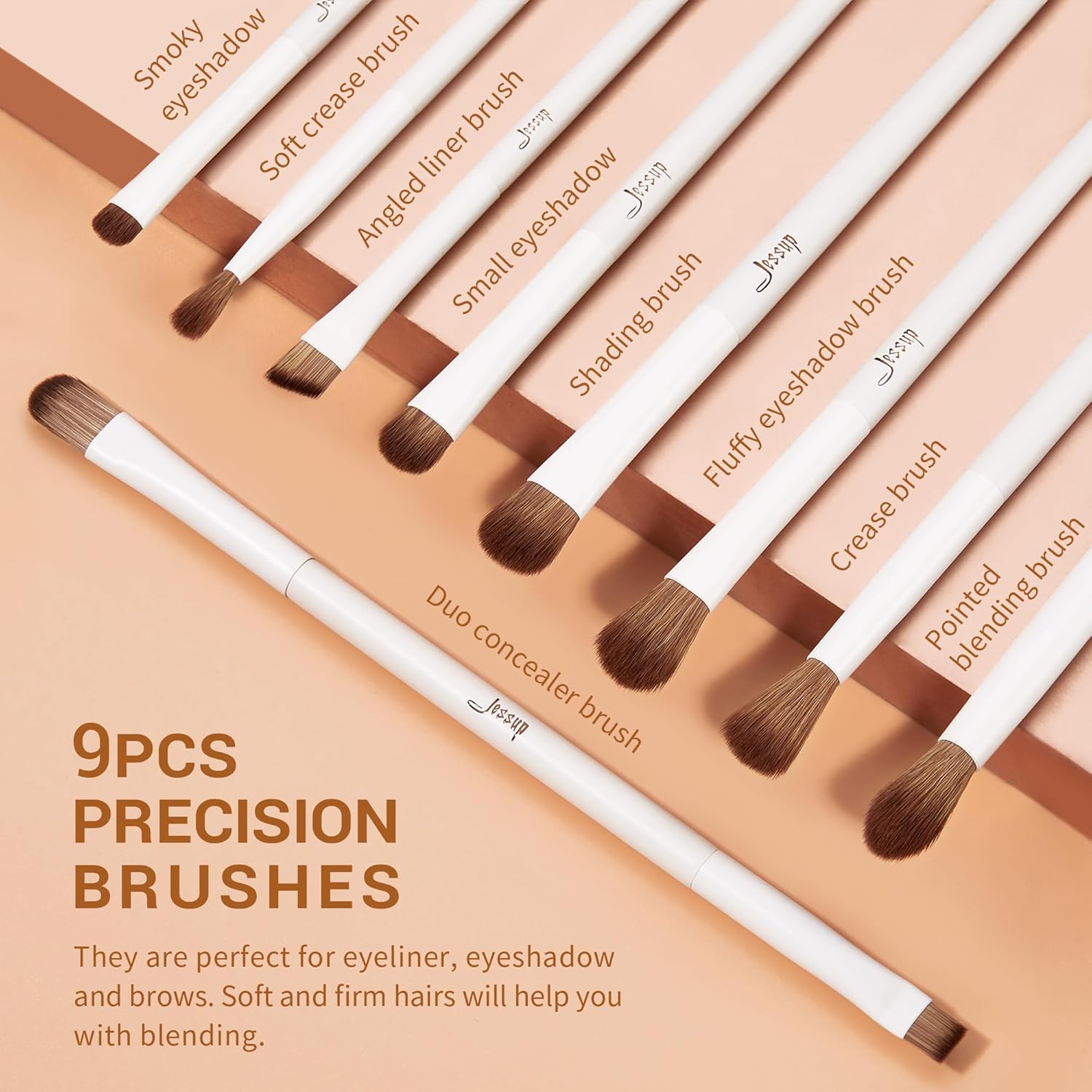 Jessup Makeup Brushes 14Pcs Makeup Brush Set Premium Synthetic Powder Foundation Contour Blush Concealer Eye Shadow Blending Liner Make Up Brush Kit Light Grey T329 - Image 5