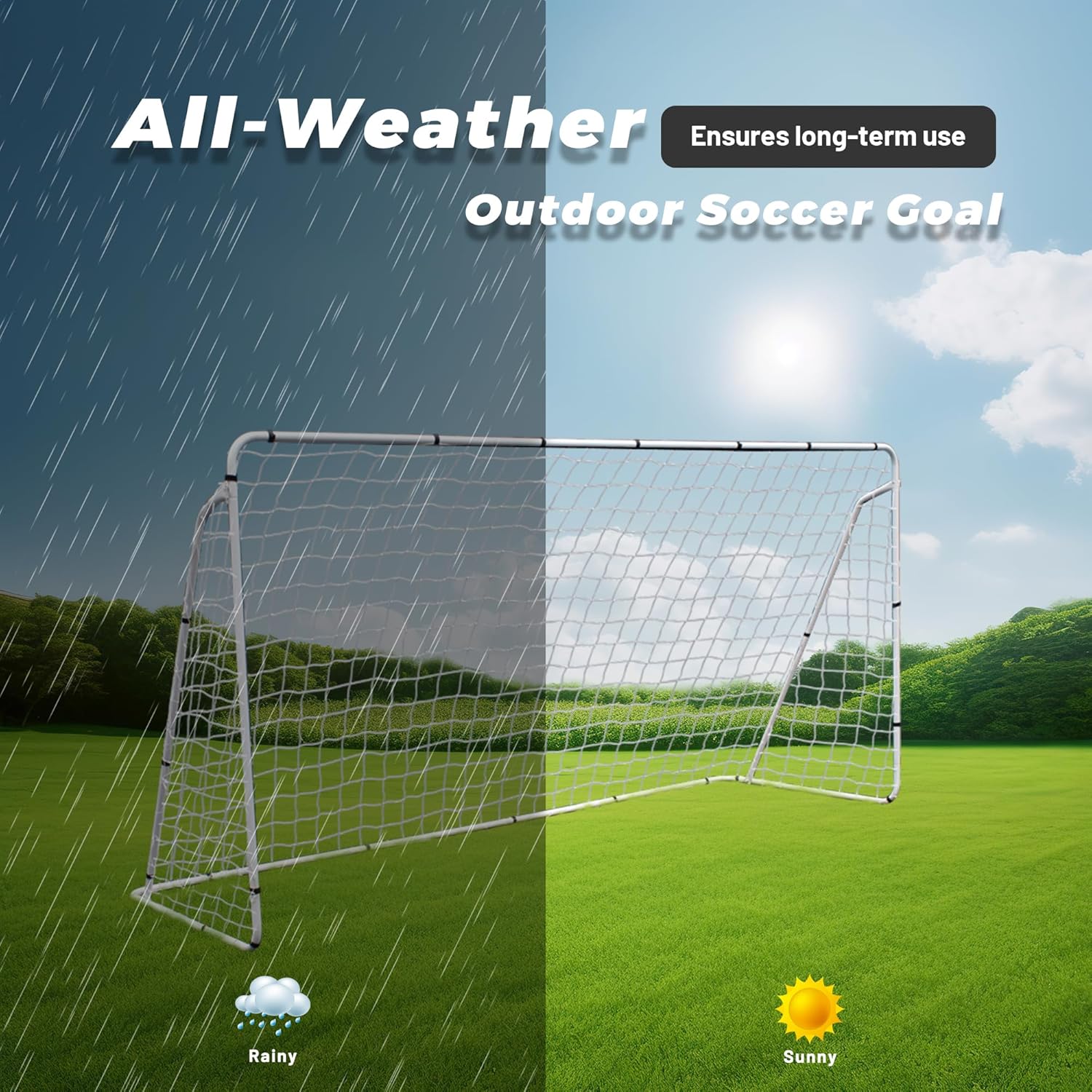 F2C Soccer Net 12 x 6FT/10x6.5 FT /8x5 FT Soccer Goal for Backyard, Steel Frame for Kids, Adult Portable Shooting Training Aid with Carry Bag,Ground Stakes Waterproof - Image 5