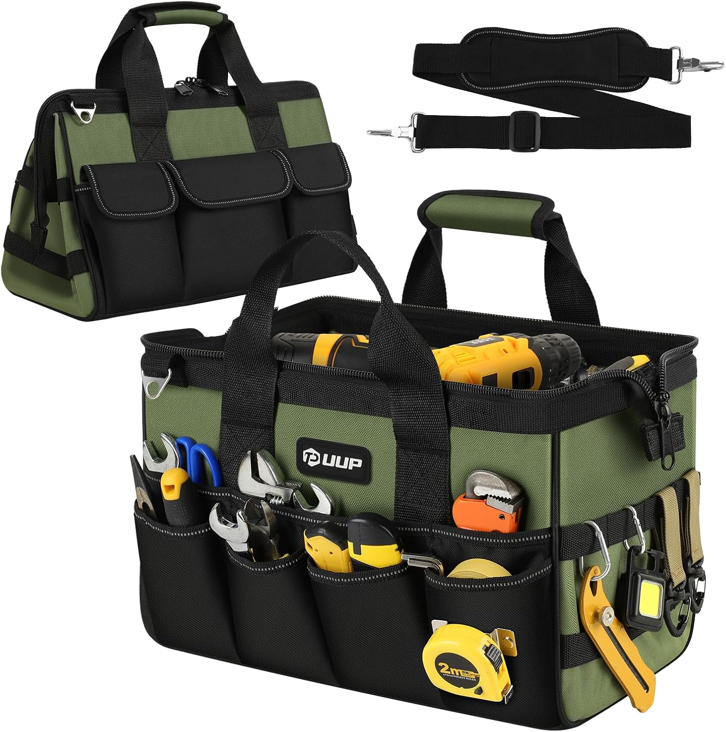 Heavy Duty Tool Bag 15-Inch, 16-Pocket Portable Empty Tool Box Organizer Storage, Toolbox Organization, Soft Handle Large Zipper Carrying Toolbag, Father Day Dad Men Mechanic Welding Birthday Gift - Image 2