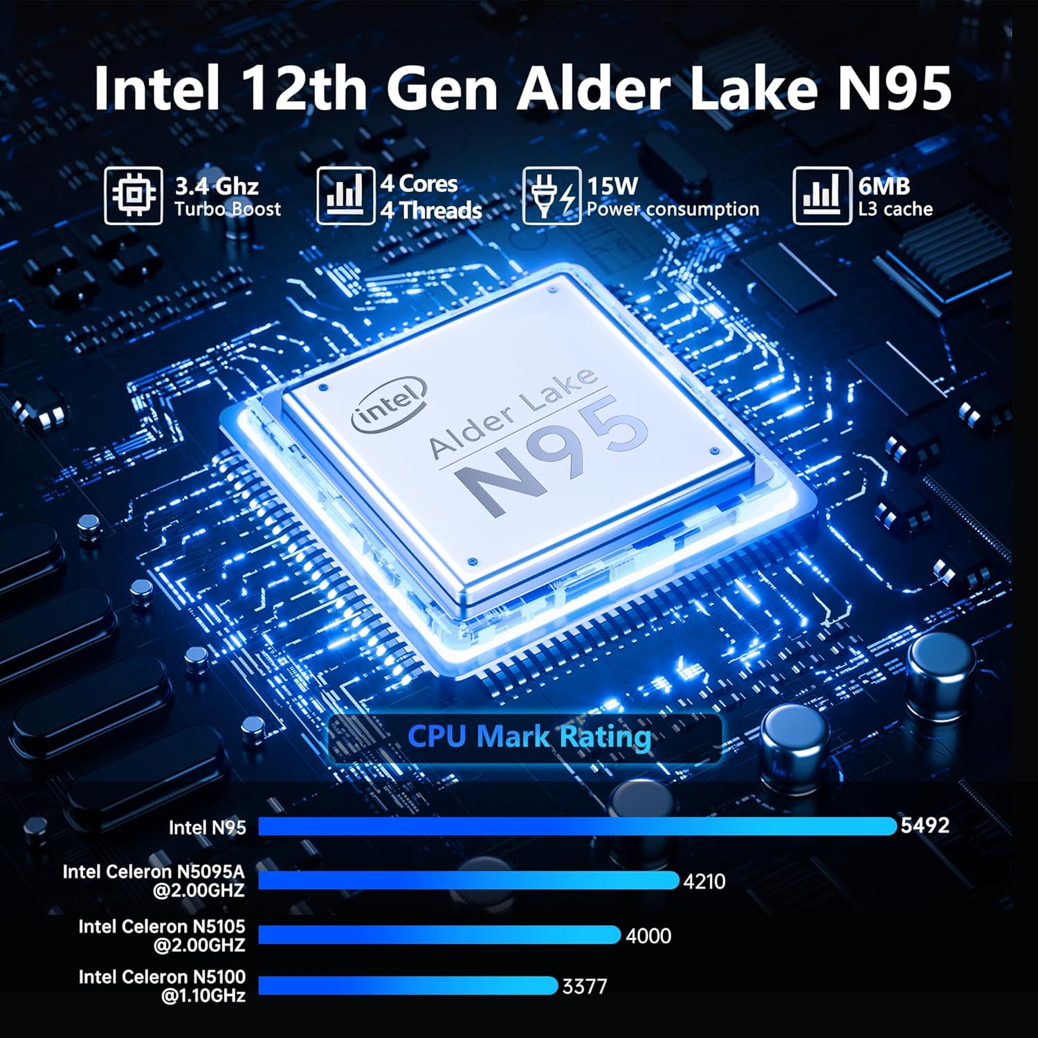Gaming Laptop, 16 Inch FHD Display (1920 x 1200), N95 Laptop Computer (up to 3.4GHz), 16GB RAM 512GB SSD, Supports 180 Angle Opening, Bluetooth, Backlit Keyboard, Windows 11 Pro - Image 3