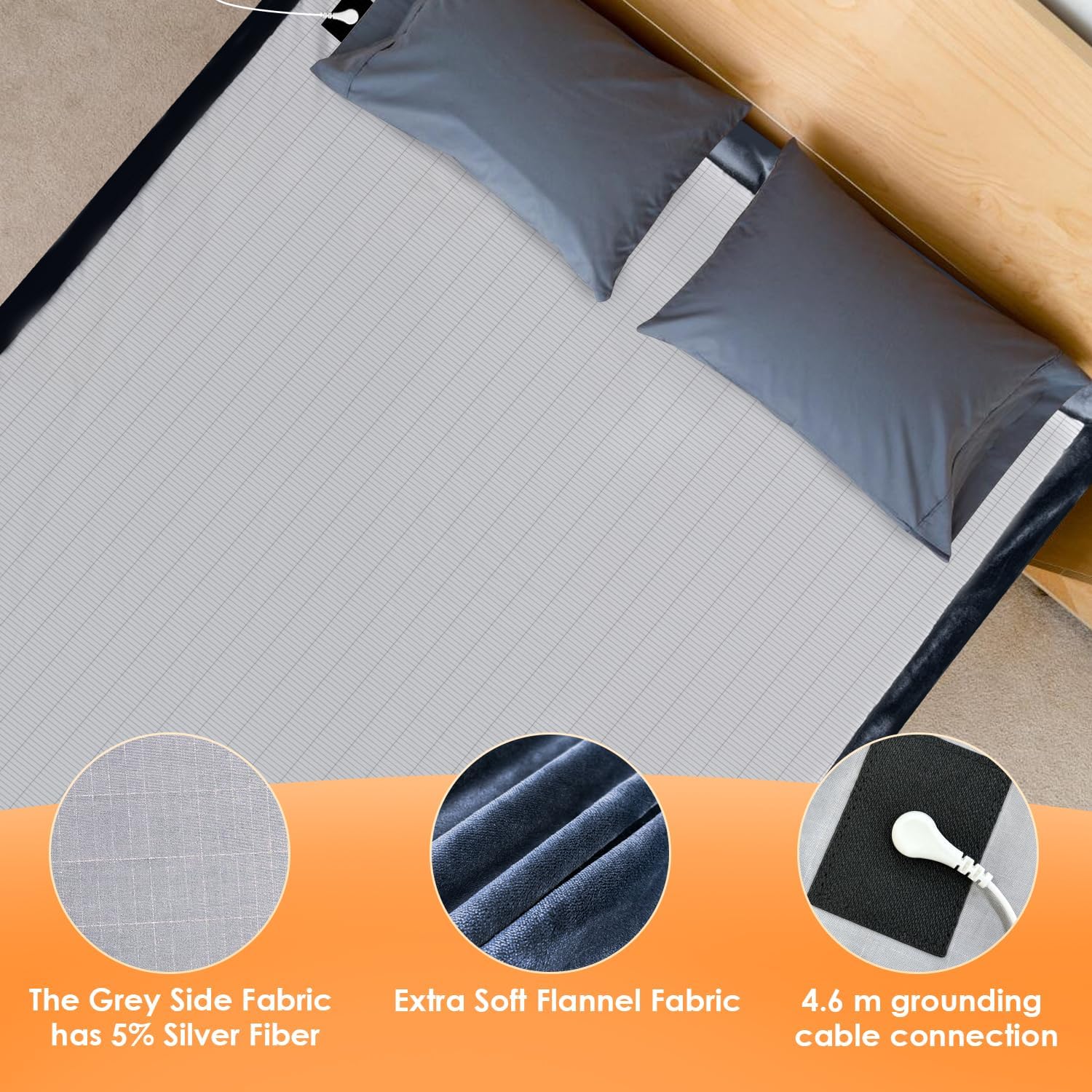 ibowee Grounding Blanket/Bed Sheet for Better Slepping, 55 * 80 inch, Grounded Throw Kit with Silver Fiber, Grounding Bed Sheet in 2 Usage Ways (Dark Blue) - Image 4