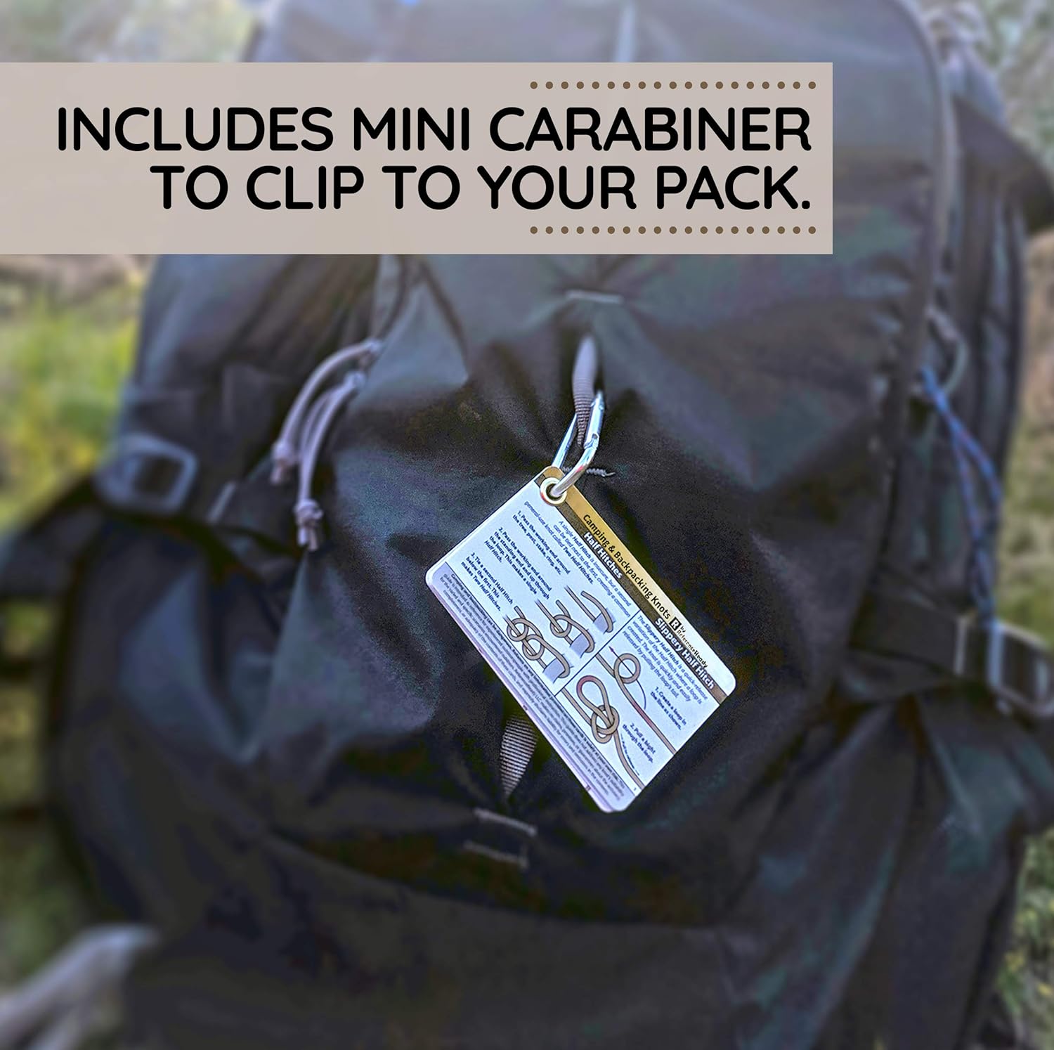 Outdoor Knots - Waterproof Knot Tying Cards with Mini Carabiner - Includes 22 Rope Knots for Camping, Backpacking, and Scouting Scenarios - Image 5