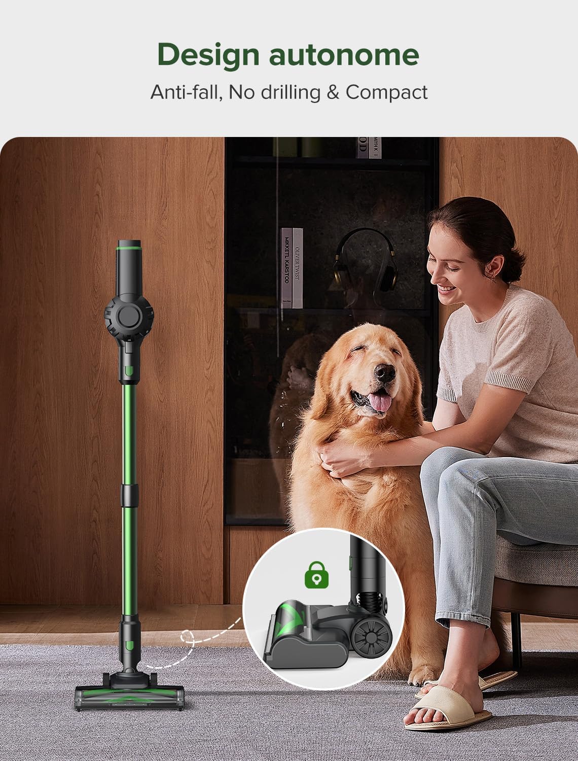 Cordless Vacuum Cleaner, 550W/45Kpa Vacuum Cleaners for Home, Stick Vacuum with Brushless Motor, 45Mins Runtime, Touch Screen, Self-Standing, Lightweight Handheld Vacuum for Pet Hair(Green) - Image 7