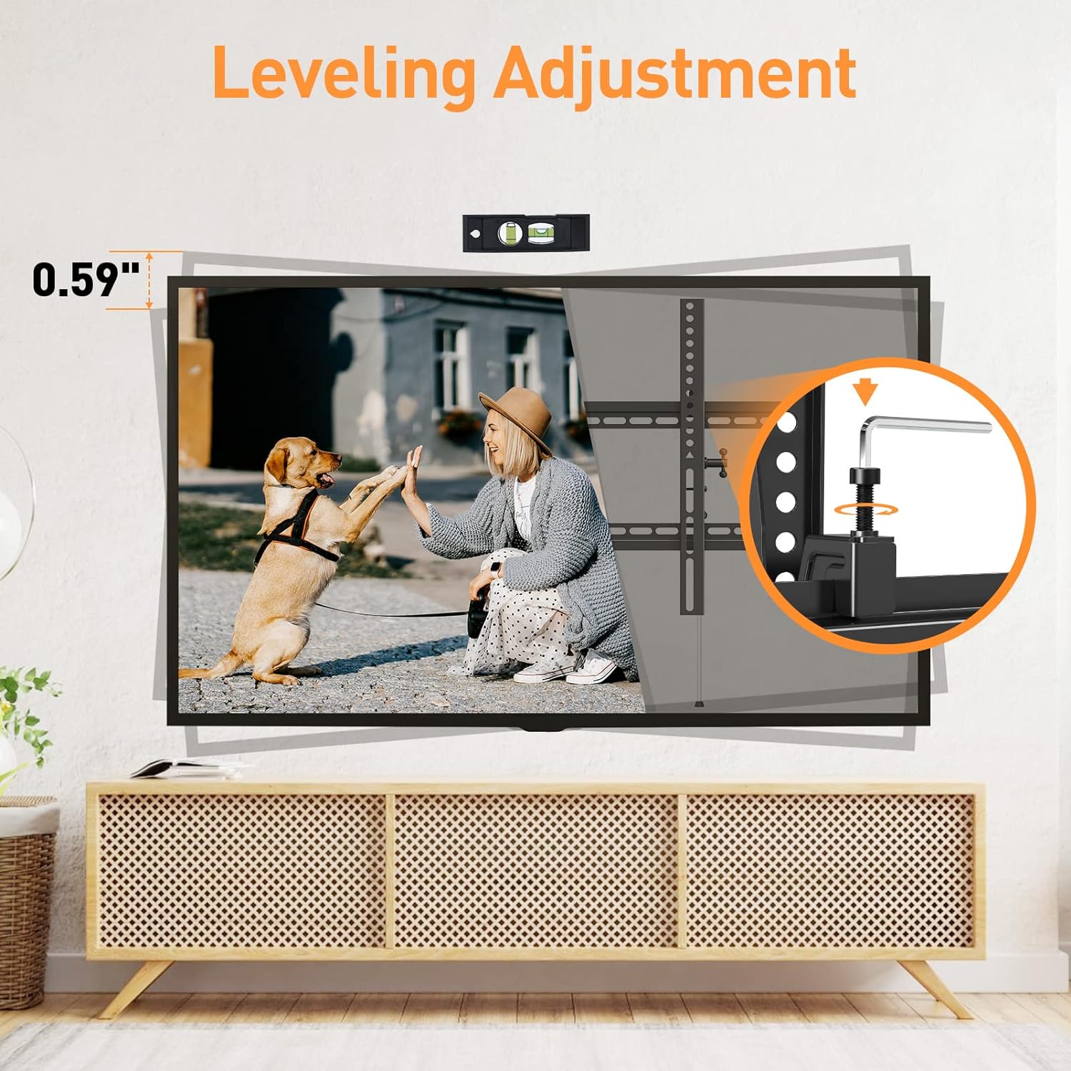 ELIVED TV Wall Mount for Most 37-84 Inch TVs, Max Load Capacity 120 lbs. Tilting tv Mount with Level Adjustment, Wall Brackets Max VESA 600x400mm, Fits 16-24 Inch Studs - Image 4