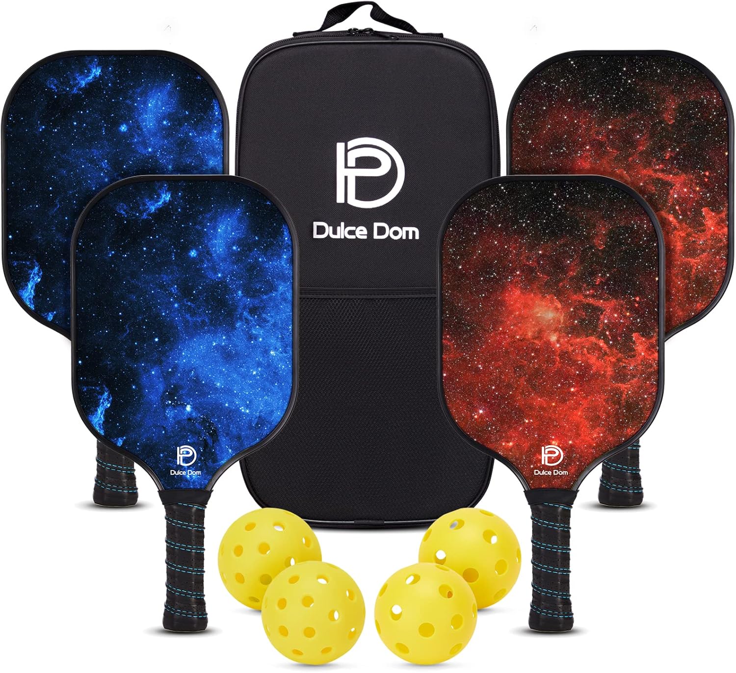 DULCE DOM Pickleball Paddles Set of 2/4 - USAPA Approved, Fiberglass Surface Pickleball Racket with 4 Indoor Outdoor Pickleball Balls and Pickleball Bag, Ideal Training Equipment Gift for Men & Women - Image 2