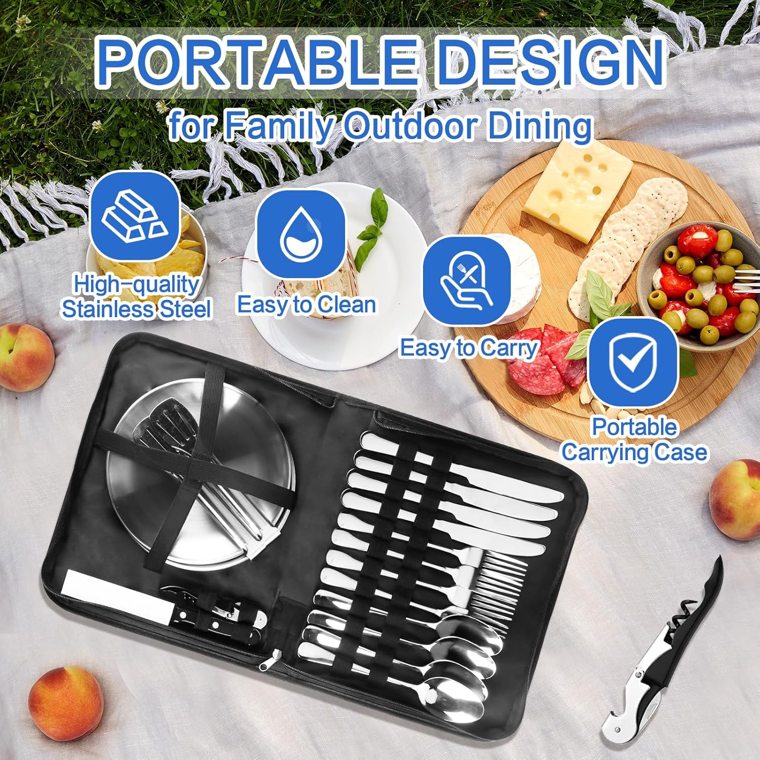 Camping Dishes Set, Camping Plates and Utensils with Camp Organizer Camping Dinnerware - Image 6
