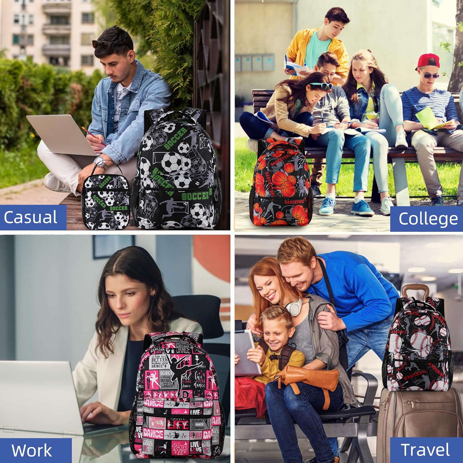 Basketball Backpack with Lunch Box Lightweight Casual Travel Basketball Backpack 17 inch Men Gift for Baseball Lover - Image 7