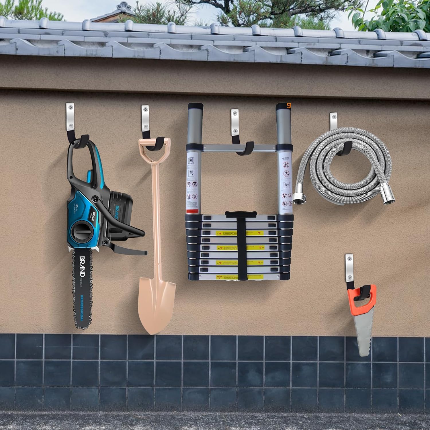 Heavy Duty Steel Garage Hooks,Garage Storage Utility Hooks,Heavy Duty Garage Garden Tool Organizer,Steel Wall Mount Hooks, Garden Hose Hanger, Small U Hooks (Black 6 Pack) - Image 9
