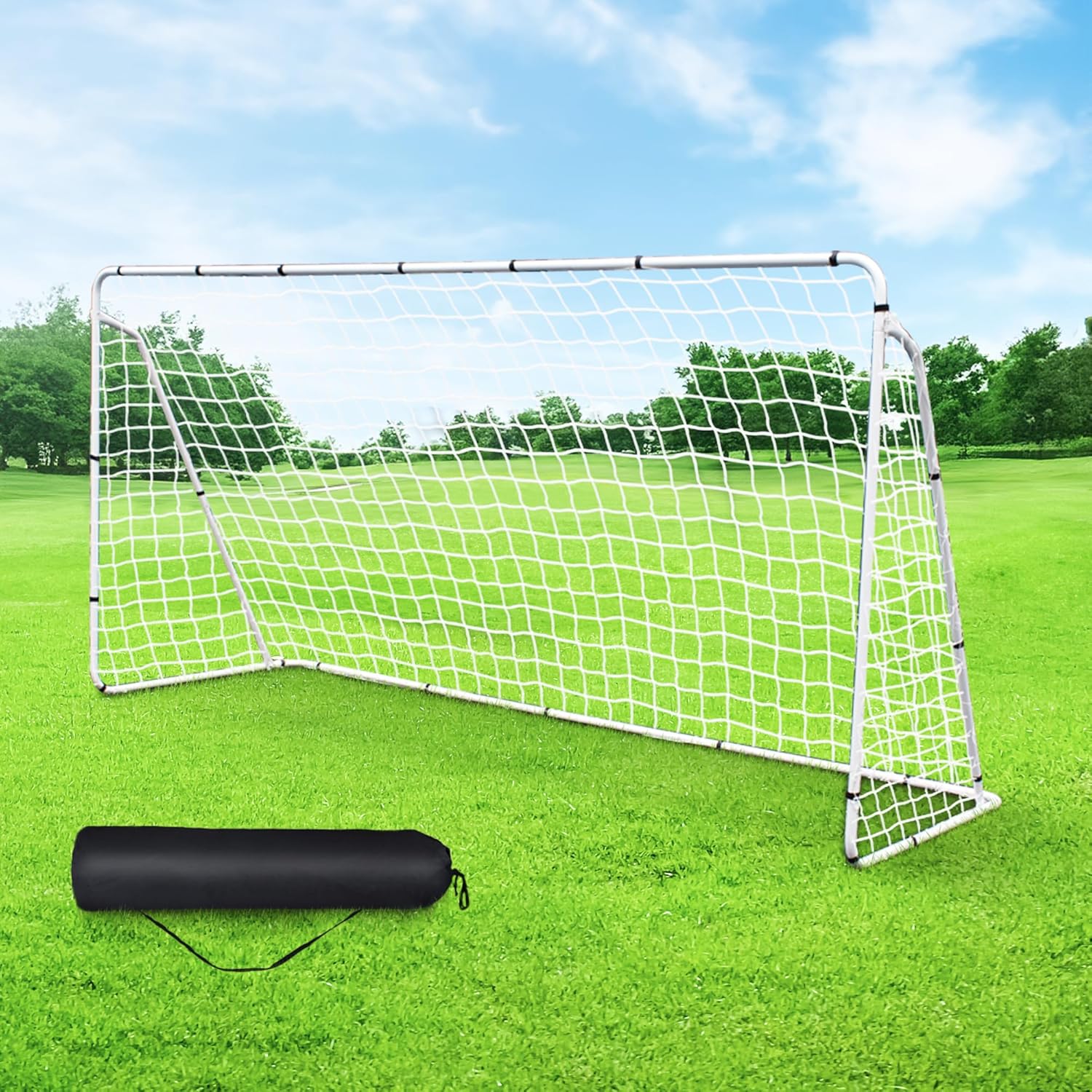 F2C Soccer Net 12 x 6FT/10x6.5 FT /8x5 FT Soccer Goal for Backyard, Steel Frame for Kids, Adult Portable Shooting Training Aid with Carry Bag,Ground Stakes Waterproof - Image 2