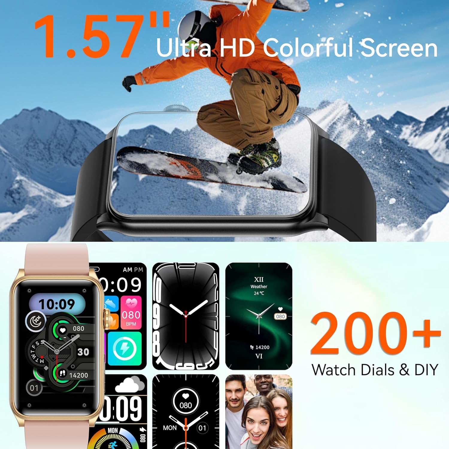Fitness Tracker Smart Watch with LED Flashlight, 24/7 Stress/SpO2/Heart Rate Monitor, Sleep Tracker 100+ Sport Modes Step Calorie Counter Pedometer IP68 Waterproof for Android iOS (Bluetooth, Black) - Image 8