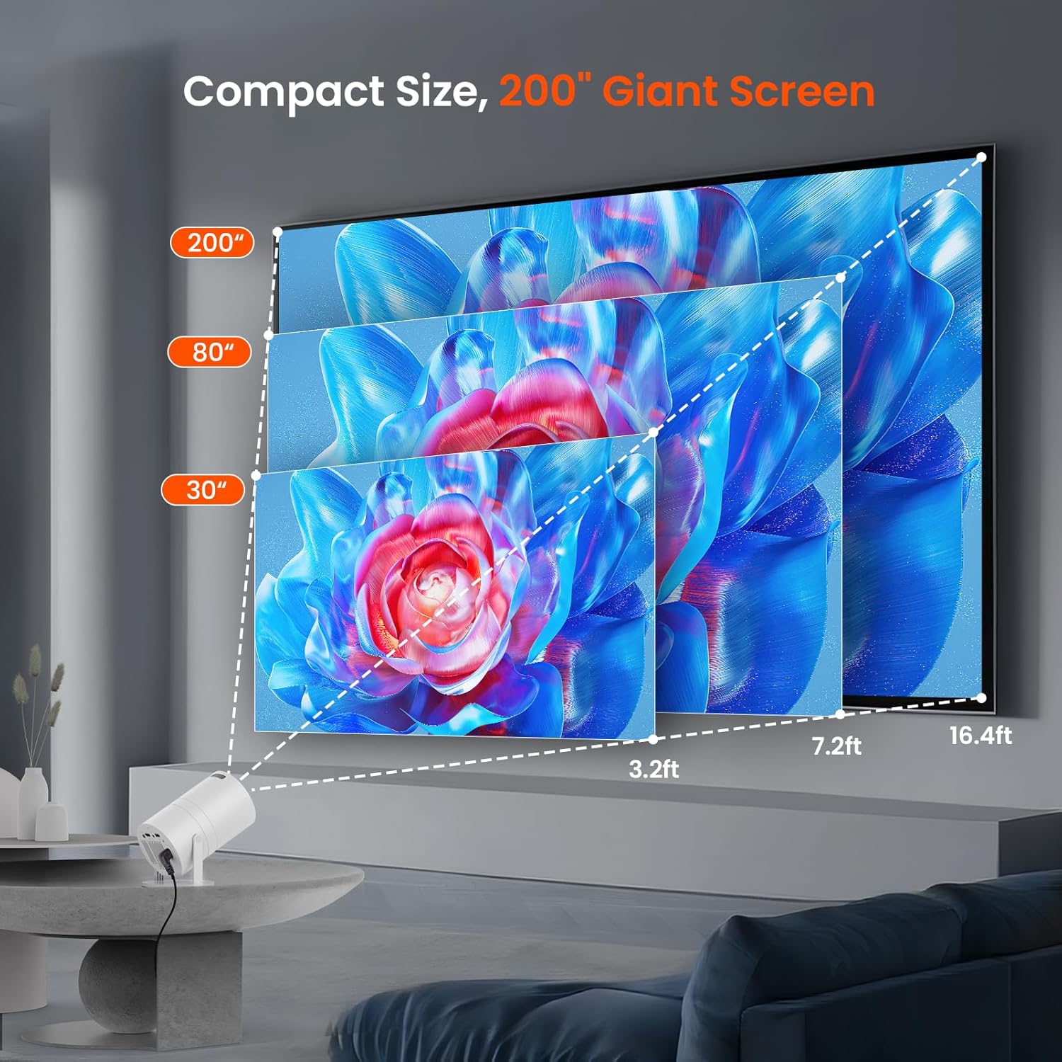Mini Projector with WiFi and Bluetooth, Portable Movie Projector with 180° Rotatable, 1080P HD Supported, Auto Vertical Keystone, Compatible with Smartphone, TV Stick, Laptop, HDMI, USB - Image 8
