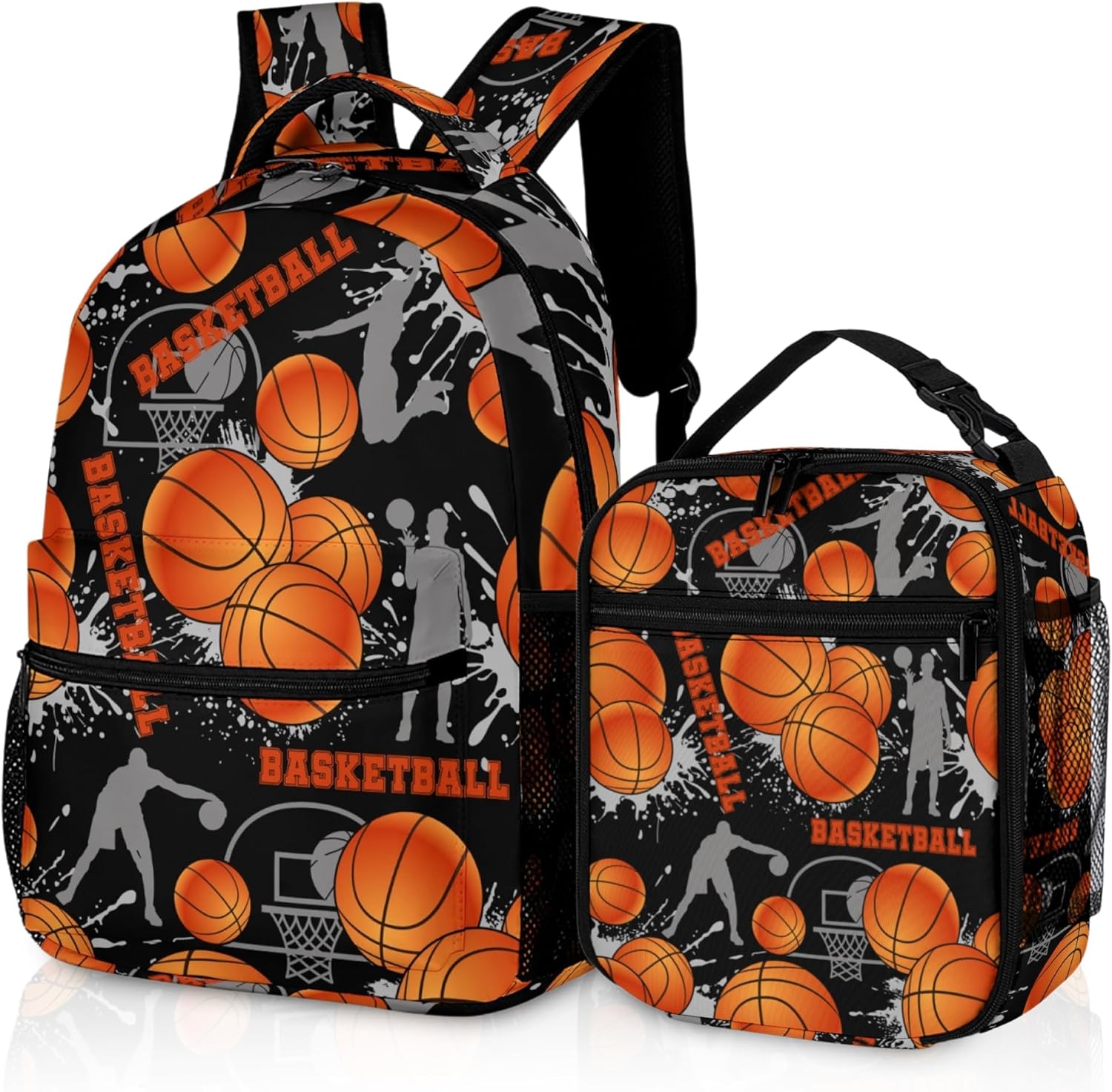 Basketball Backpack with Lunch Box Lightweight Casual Travel Basketball Backpack 17 inch Men Gift for Baseball Lover - Image 2
