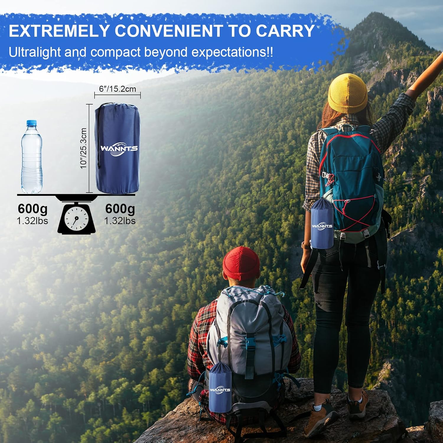 WANNTS Sleeping Pad, Ultralight Inflatable Sleeping Pad for Camping, Built-in Pump, Ultimate for Hiking - Airpad, Carry Bag,-Compact & Lightweight Camping pad(Blue) - Image 5