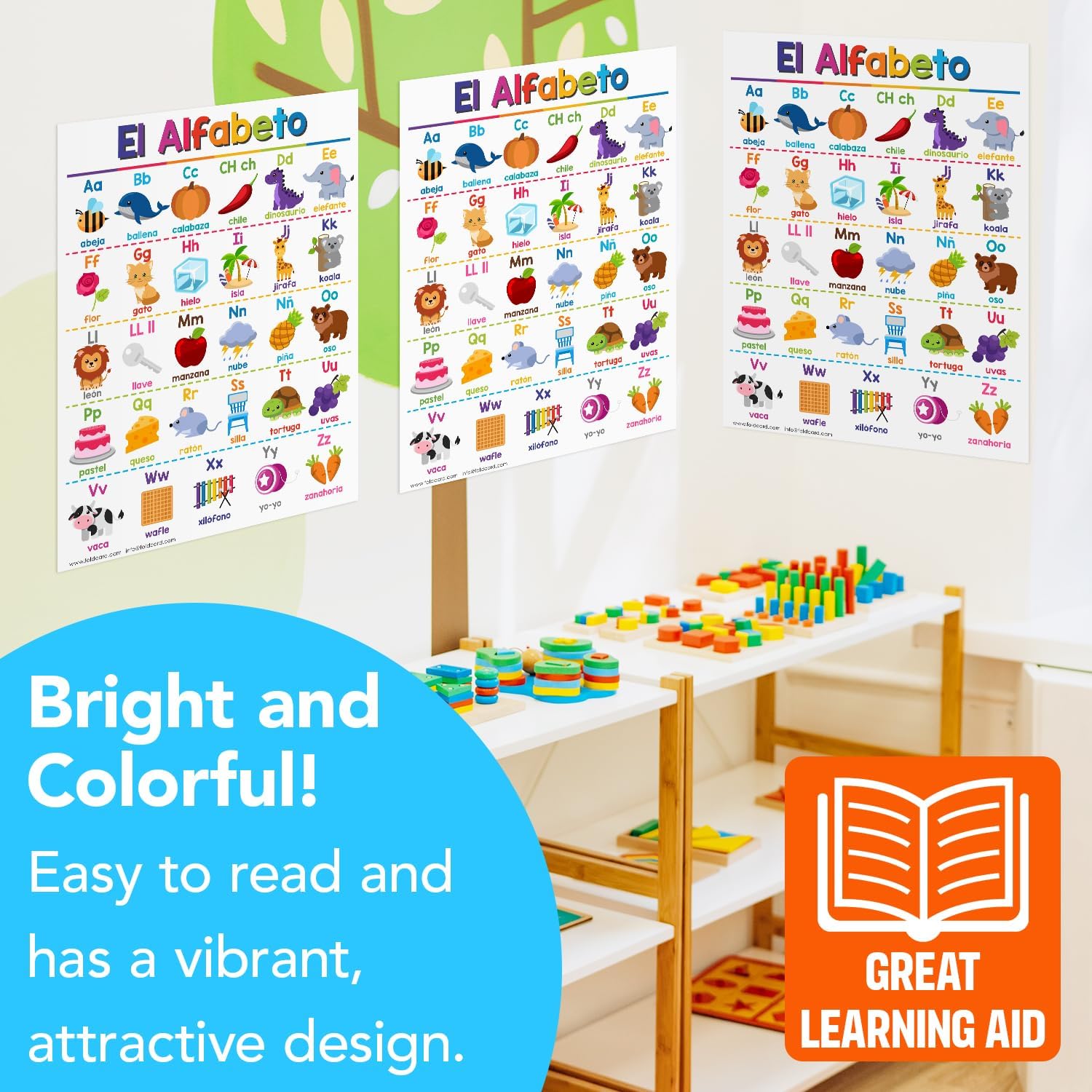 El Alfabeto Spanish Educational Posters for Kids – Alphabet Bilingual Classroom and Homeschool Learning Visual Aid and Chart Decorations for Classrooms | Durable, Glossy Cardstock | 8.5" x 11" - Image 6