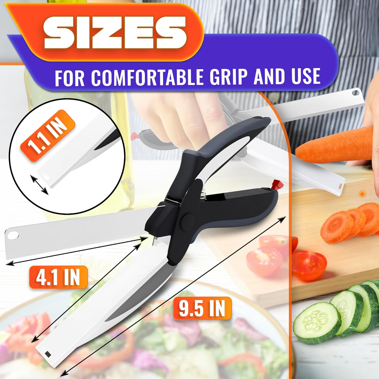 Kitchen Scissors for Food – 2-in-1 Cutting Board Scissors & Tomato Knife with Locking Mechanism & Stainless Steel Blades – Multifunctional Kitchen Shears for Effortless Chopping - Image 3