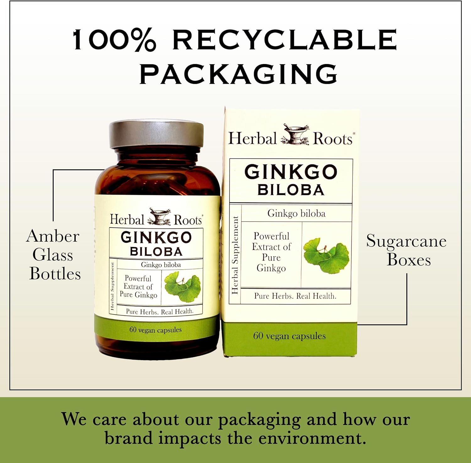 Herbal Roots Organic Ginkgo Biloba Made with Pure Organic Ginkgo Leaf and Extract - 60 Vegan Capsules - Image 6