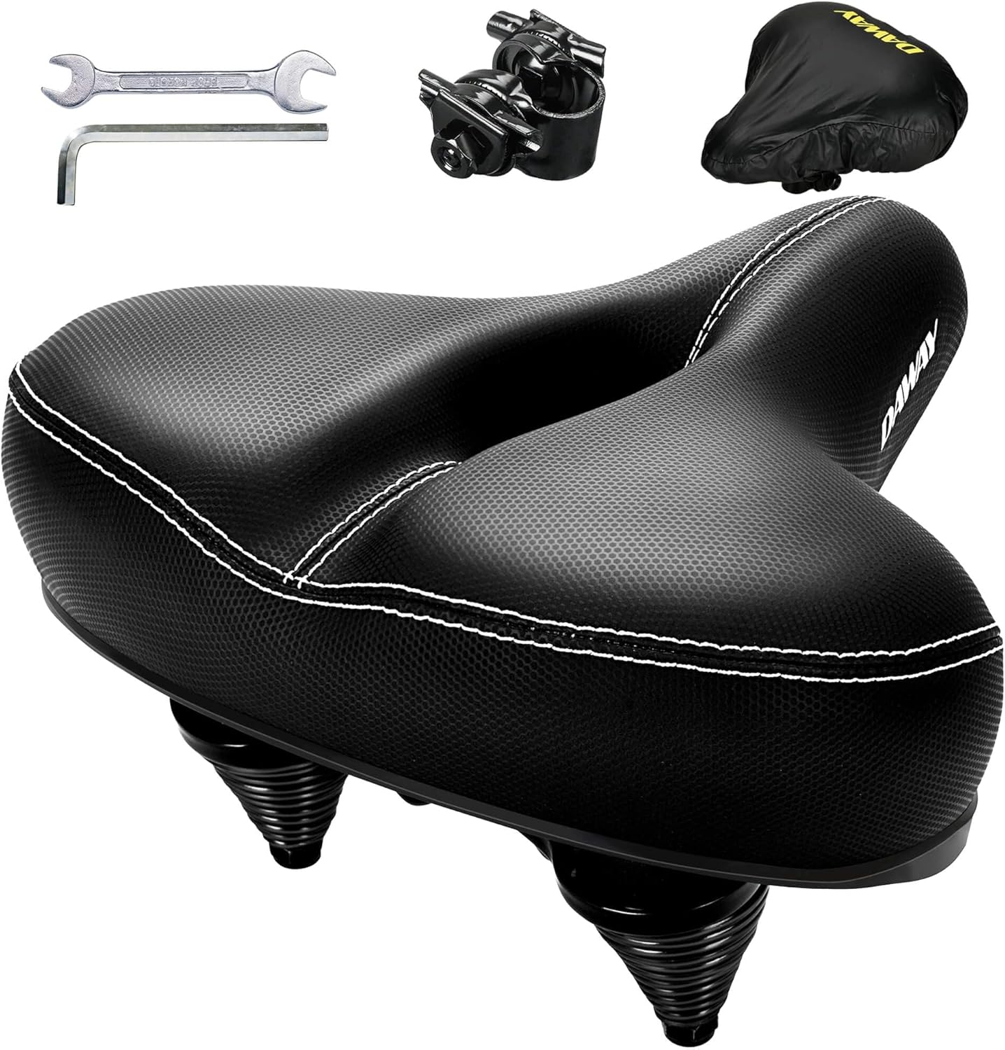 DAWAY C30 Comfortable Oversized Bike Seat - Compatible with Peloton, Exercise, Mountain or Road Bikes, Extra Wide Bicycle Saddle Replacement with Memory Foam Cushion for Men Women Comfort - Image 2