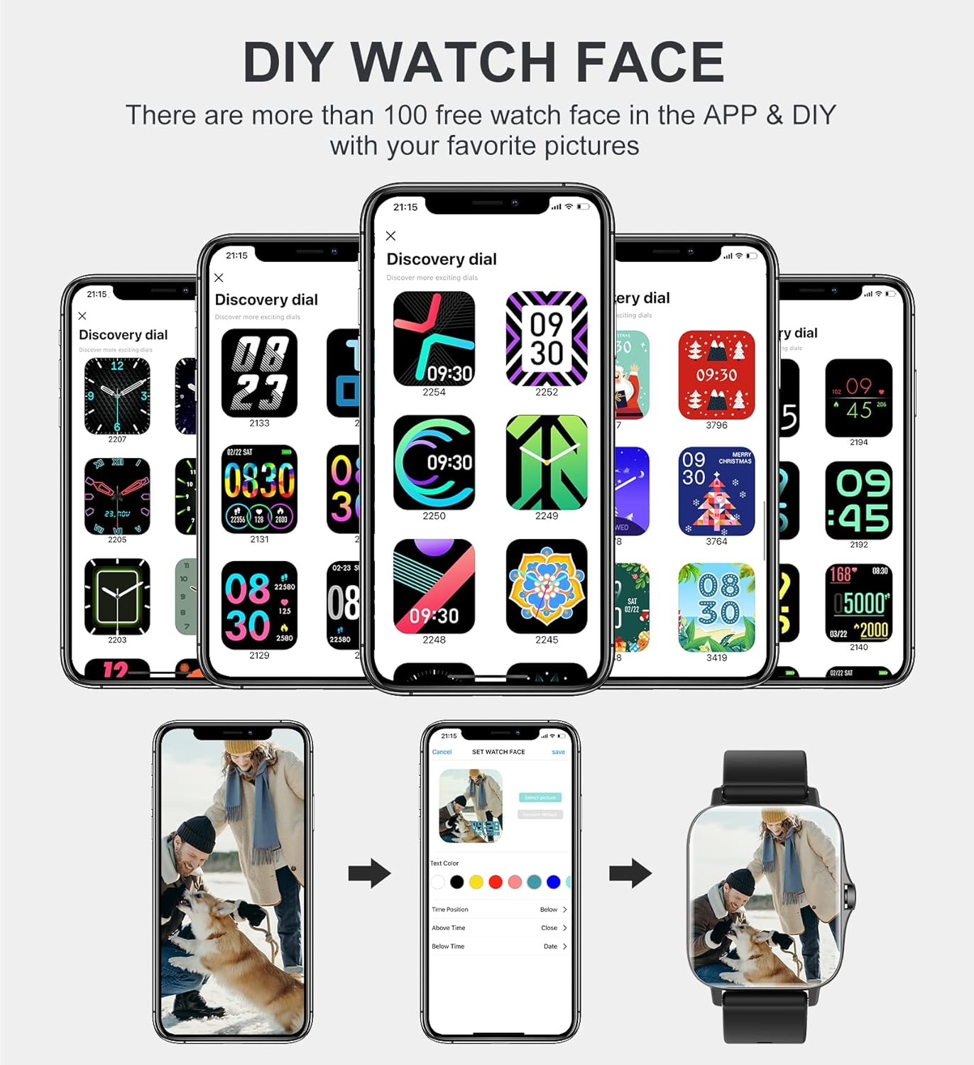 Iaret Smart Watch for Women Men (Answer/Make Call), Fitness Tracker for Android iOS Phones Waterproof Smartwatch 1.7" HD Full Touch Screen Activity Trackers Heart Rate Sleep Monitor Pedometer, Black - Image 6
