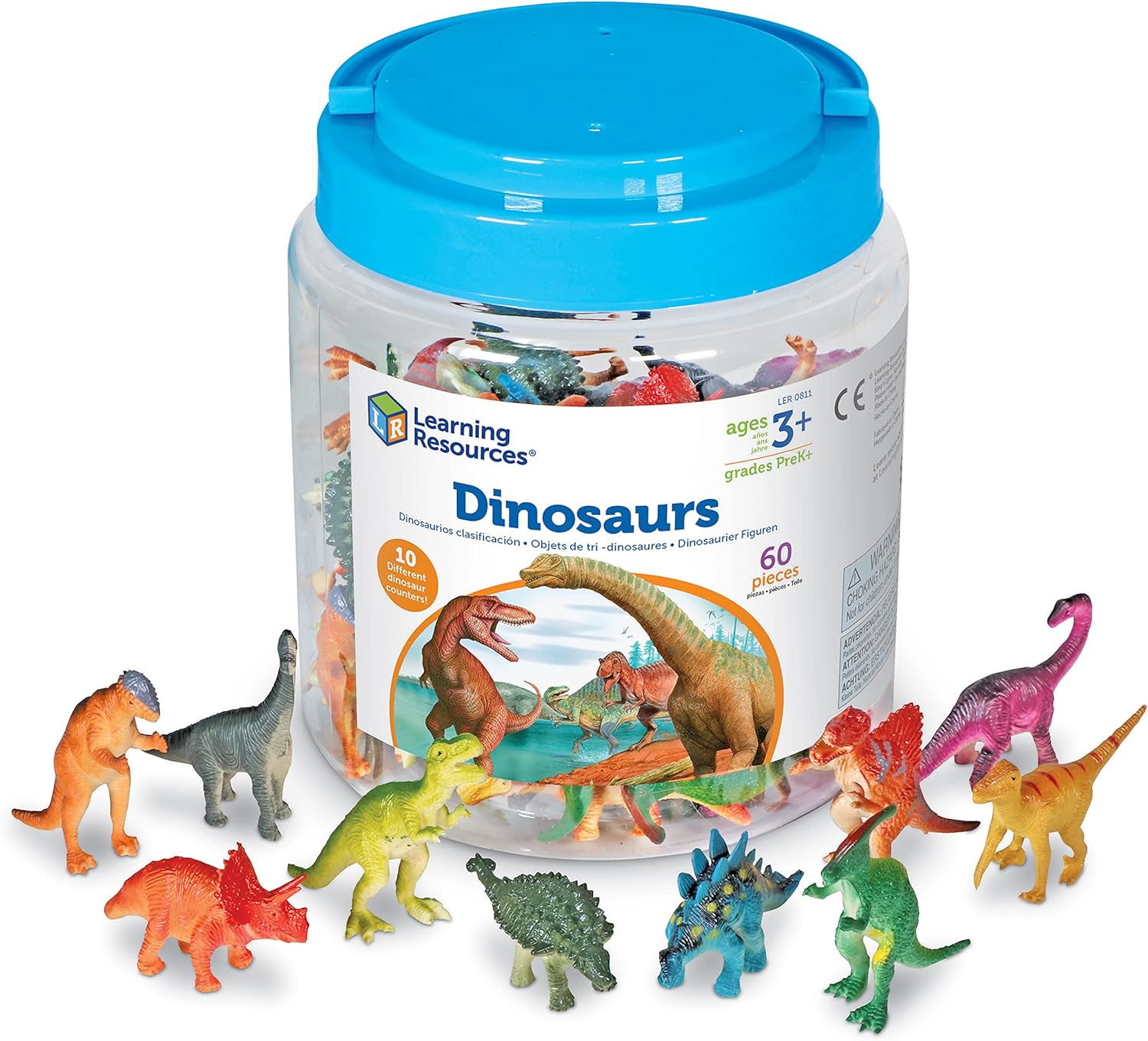 Learning Resources Dinosaur Counters, Set of 60 Colored Dinosaurs, Fine Motor Toy, Ages 3+, multi-color - Image 2